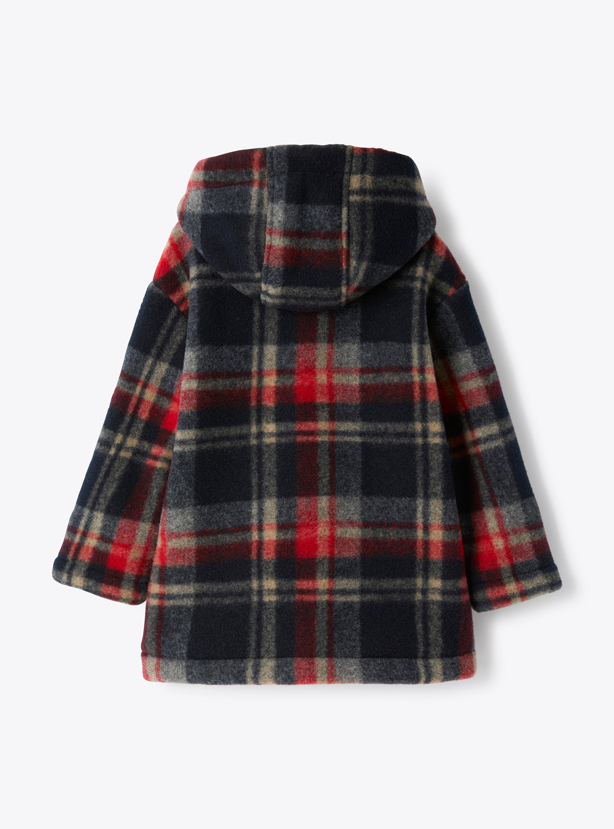 Checkered techno-wool duffle-coat - Blue | Il Gufo