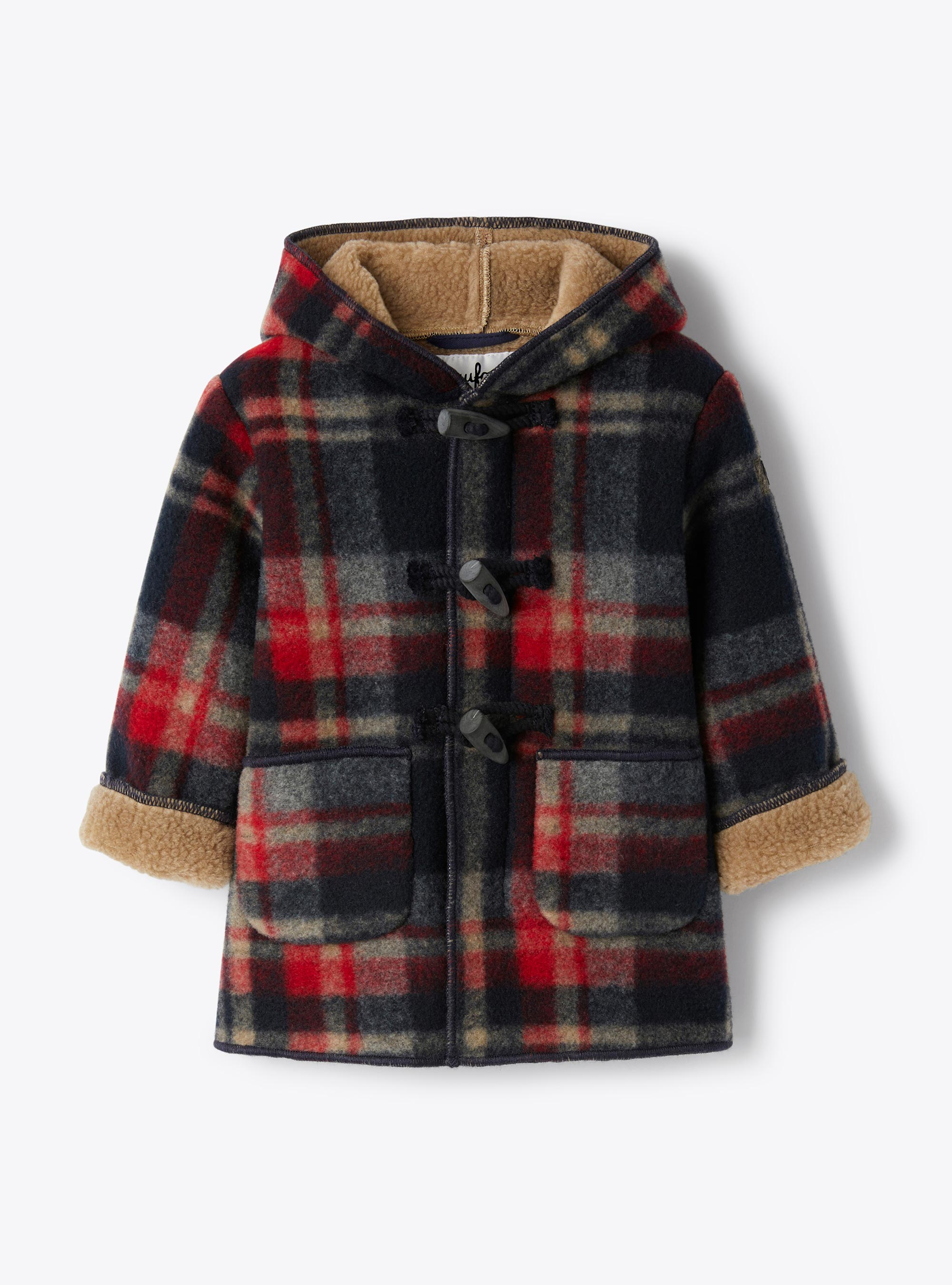 Duffle-coat in checkered techno-wool - Blue | Il Gufo