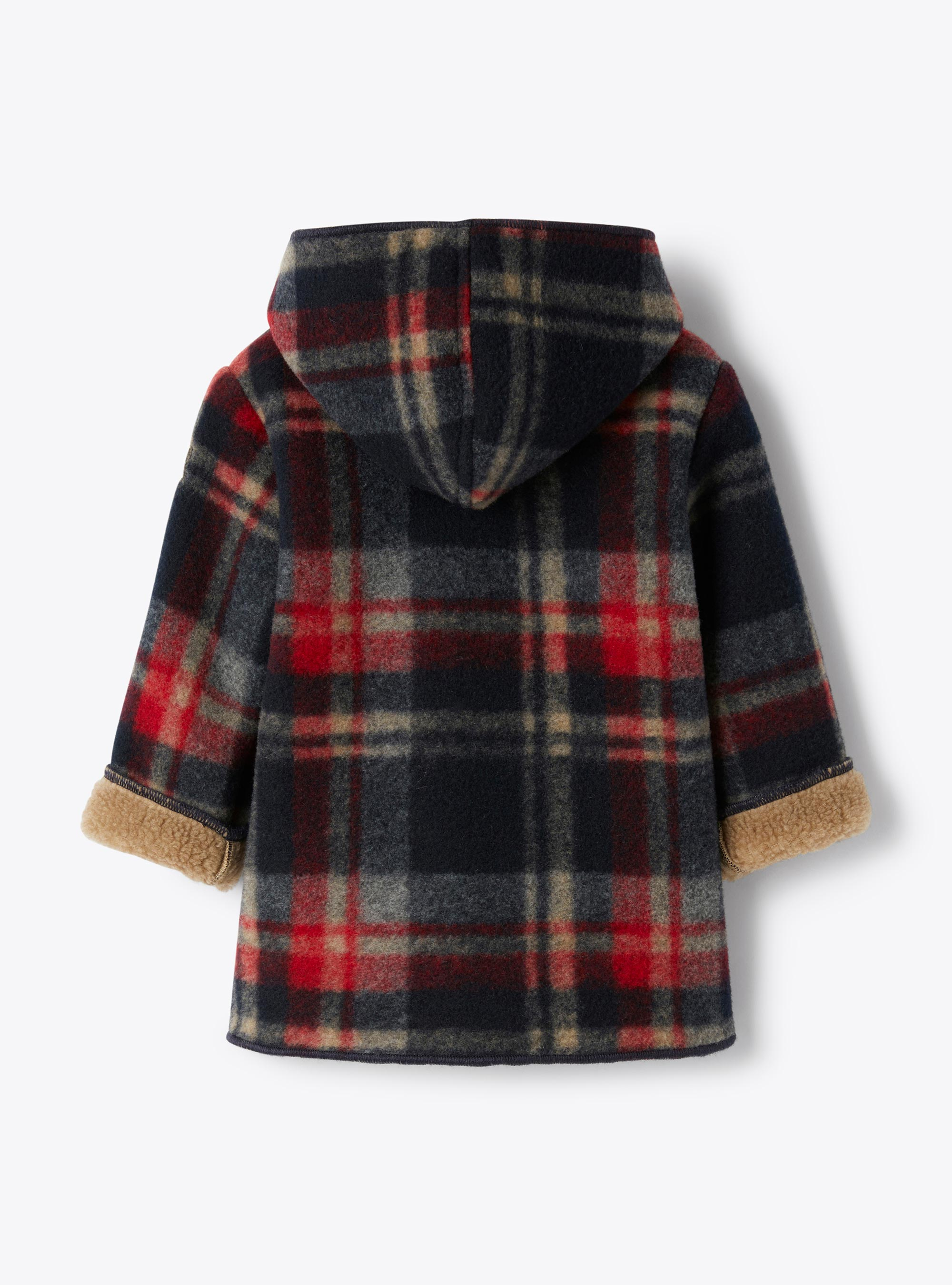 Duffle-coat in checkered techno-wool - Blue | Il Gufo