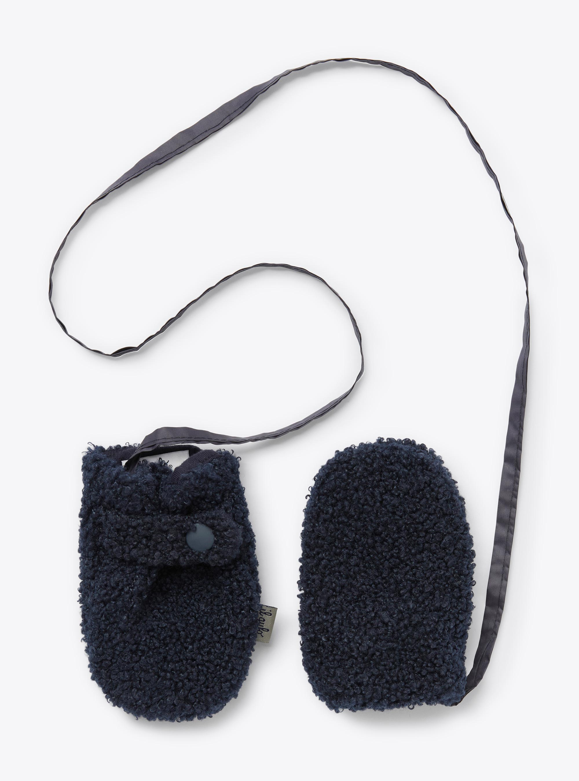 Curly fleece gloves - Blue | Il Gufo