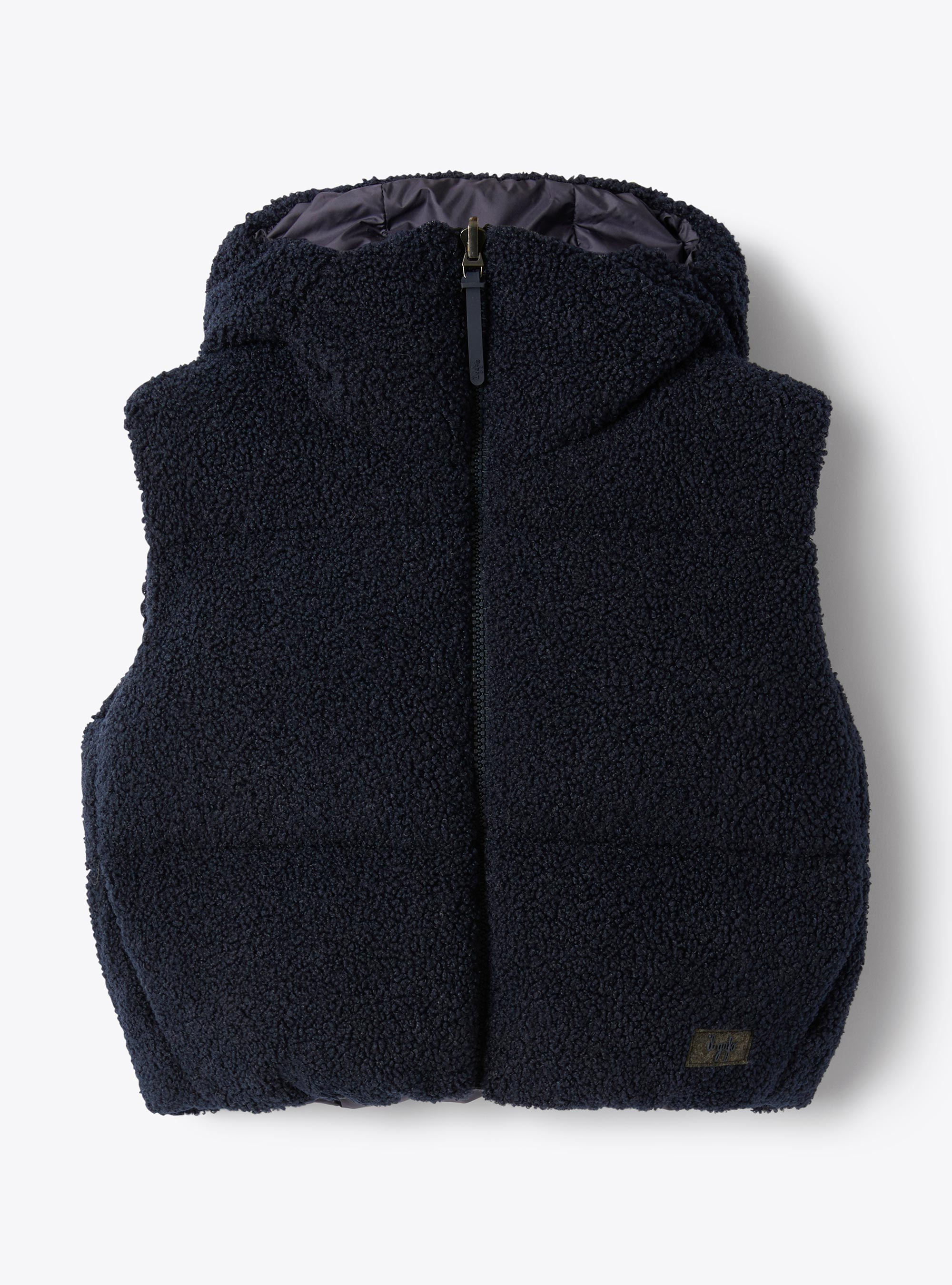 Reversible curly fleece vest - Blue | Il Gufo