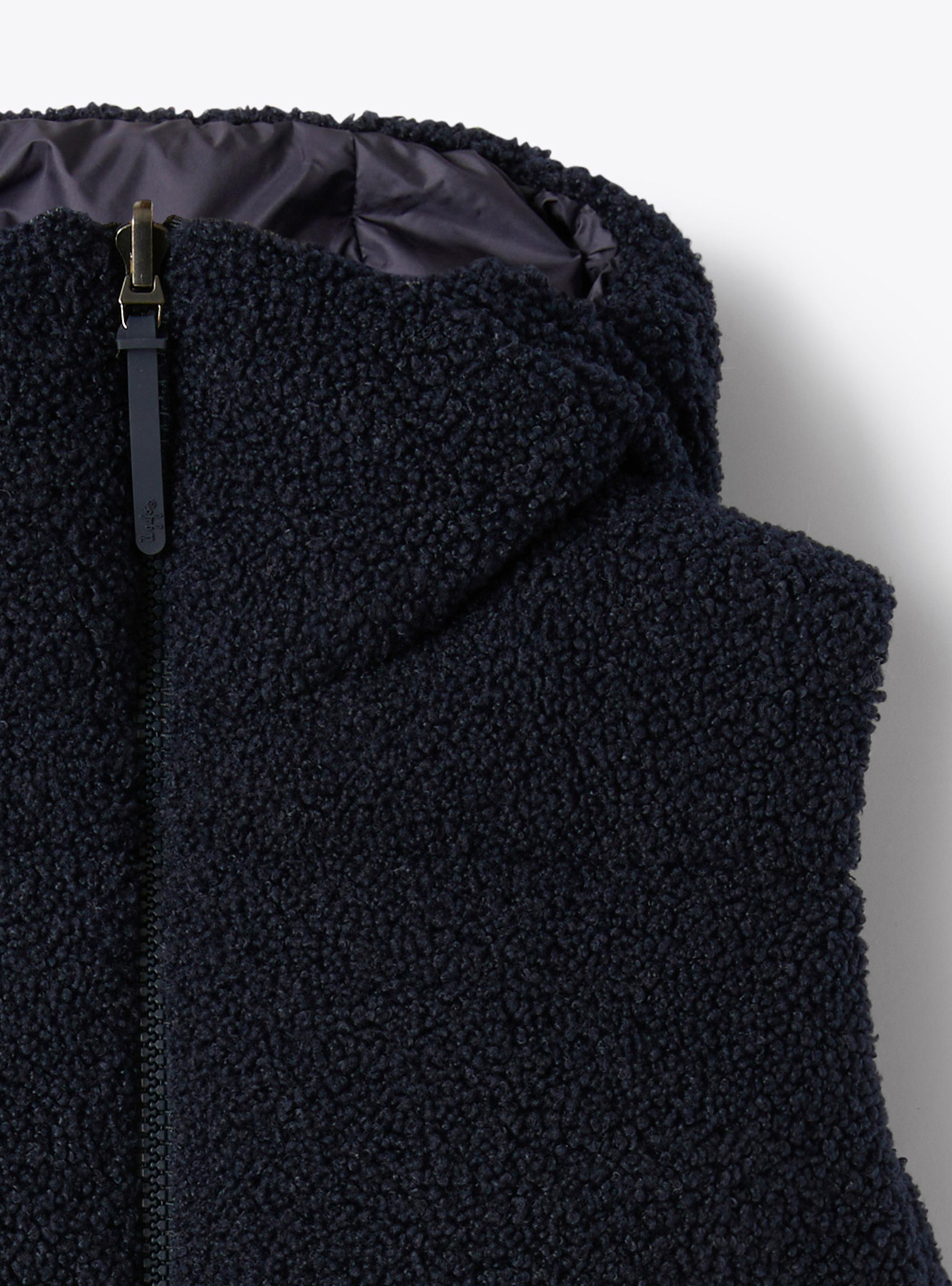 Reversible curly fleece vest - Blue | Il Gufo