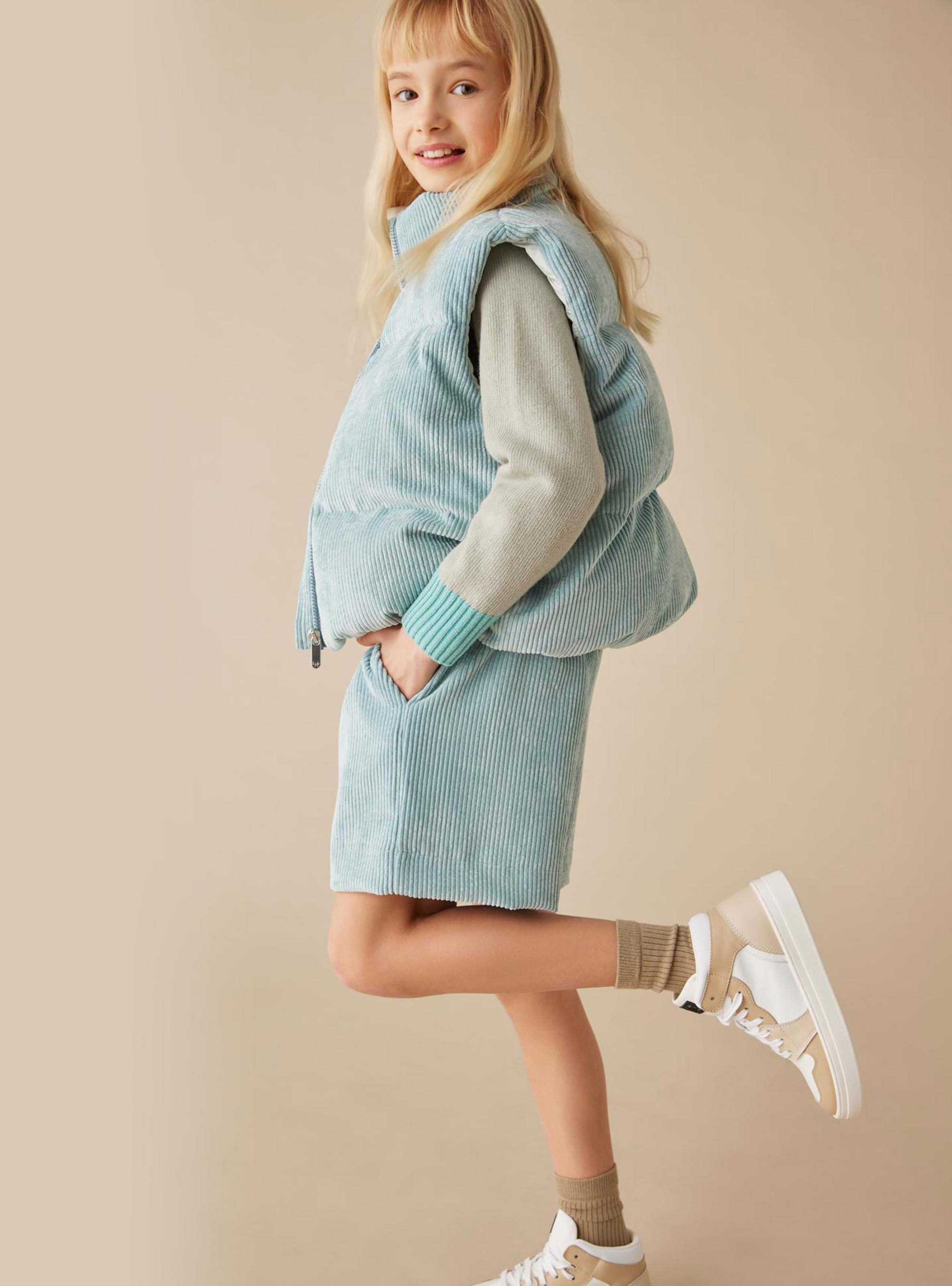 Padded corduroy vest - Light blue | Il Gufo