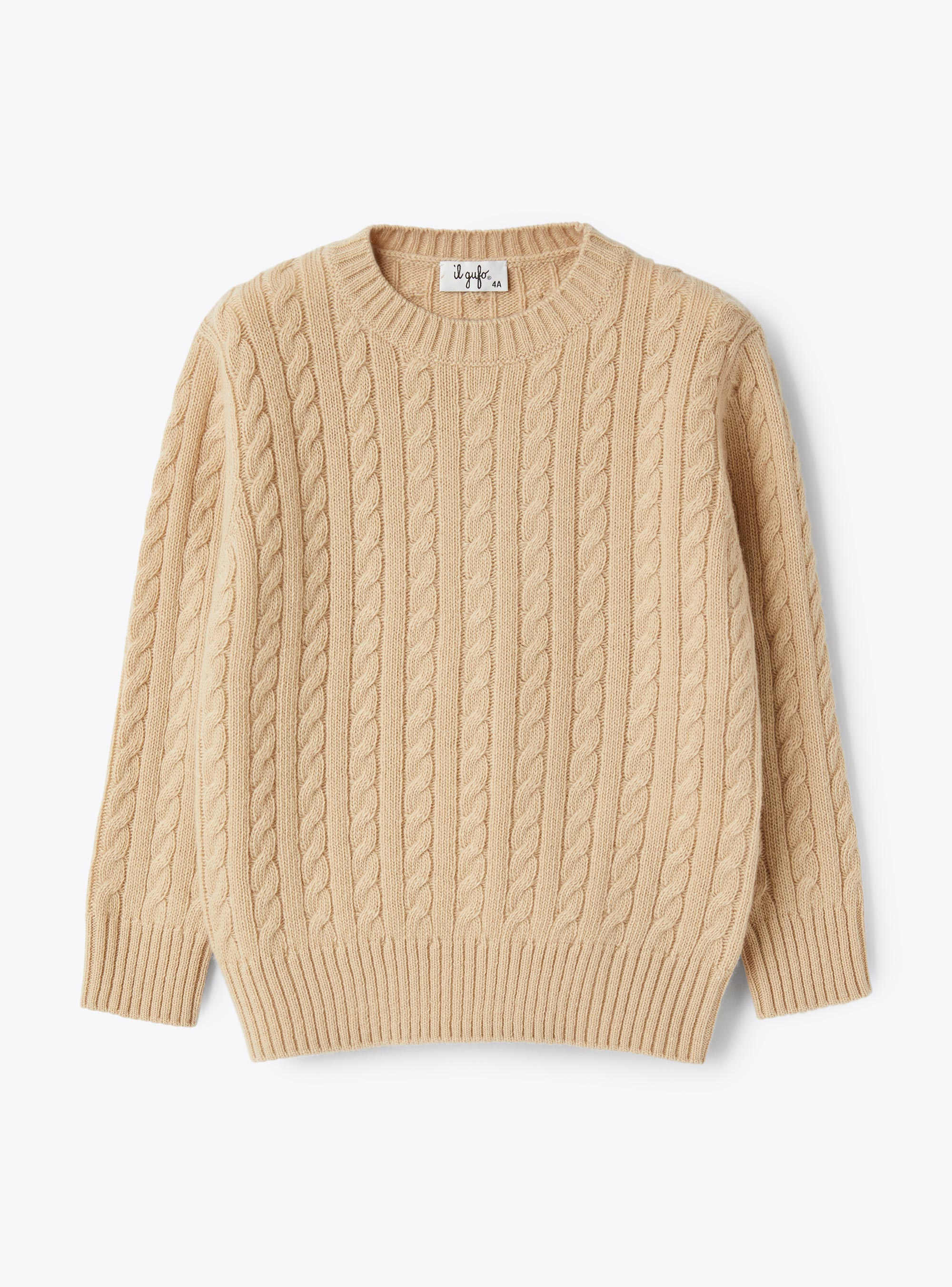 Wollpullover mit Zopfmuster - Beige | Il Gufo