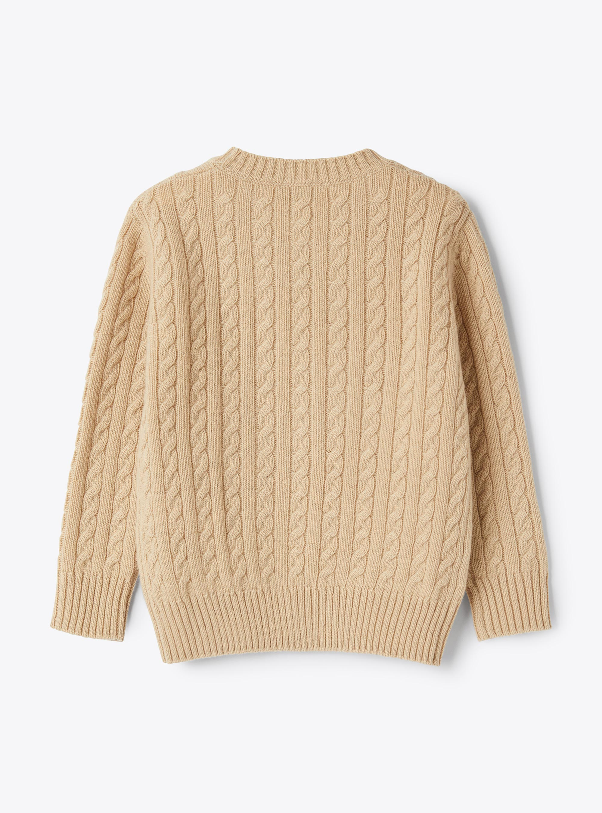 Wollpullover mit Zopfmuster - Beige | Il Gufo