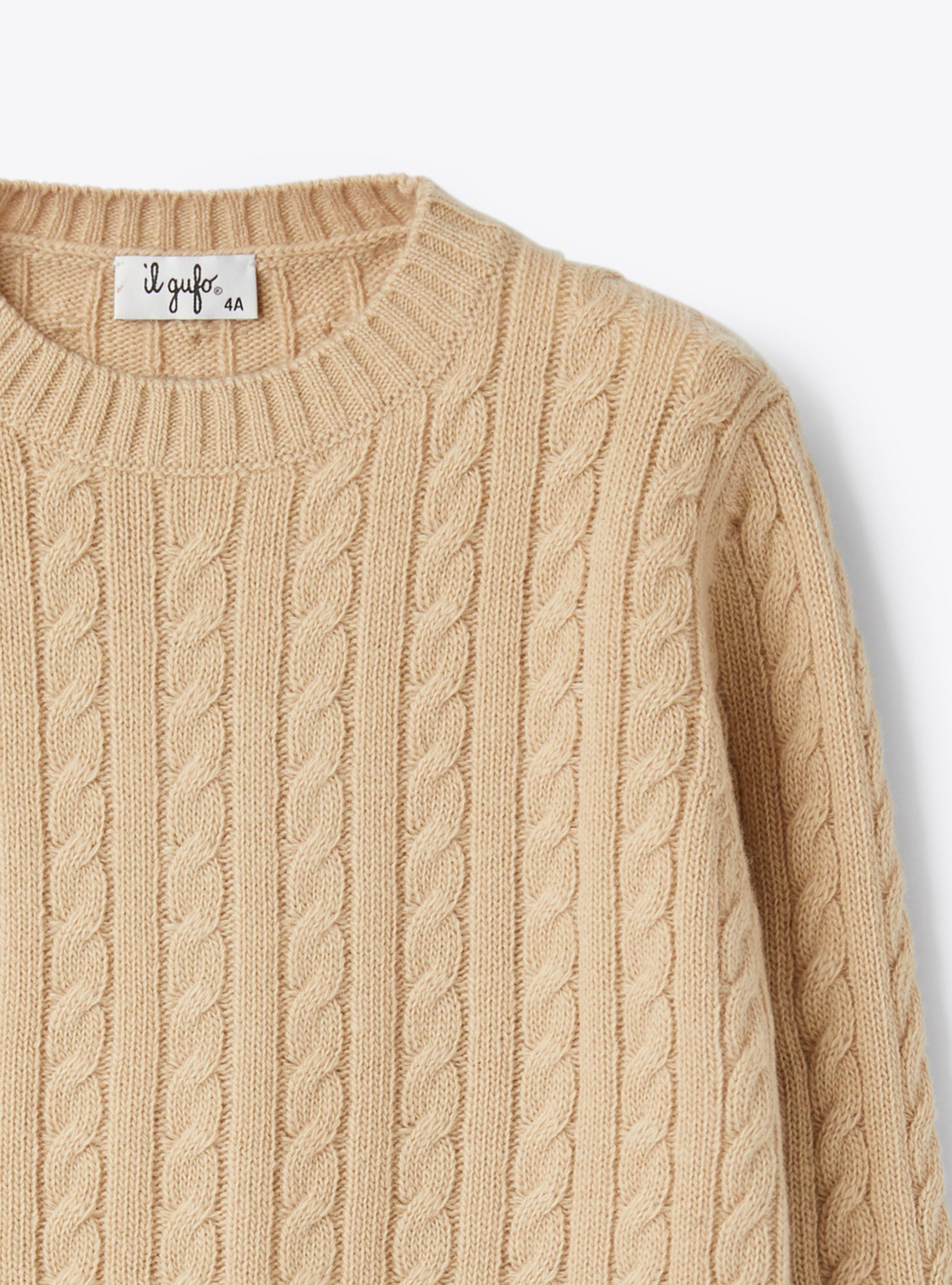 Wollpullover mit Zopfmuster - Beige | Il Gufo