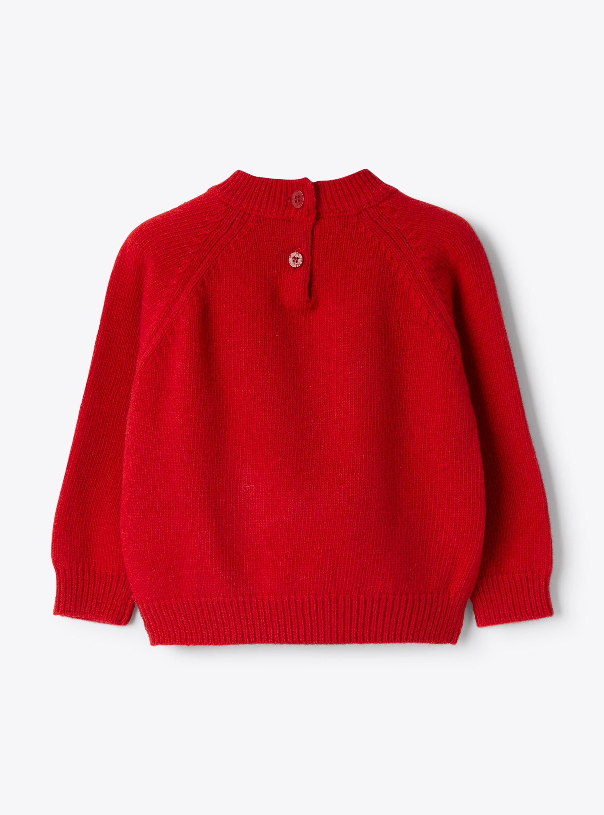 Wool sweater with emroidered bear - Red | Il Gufo