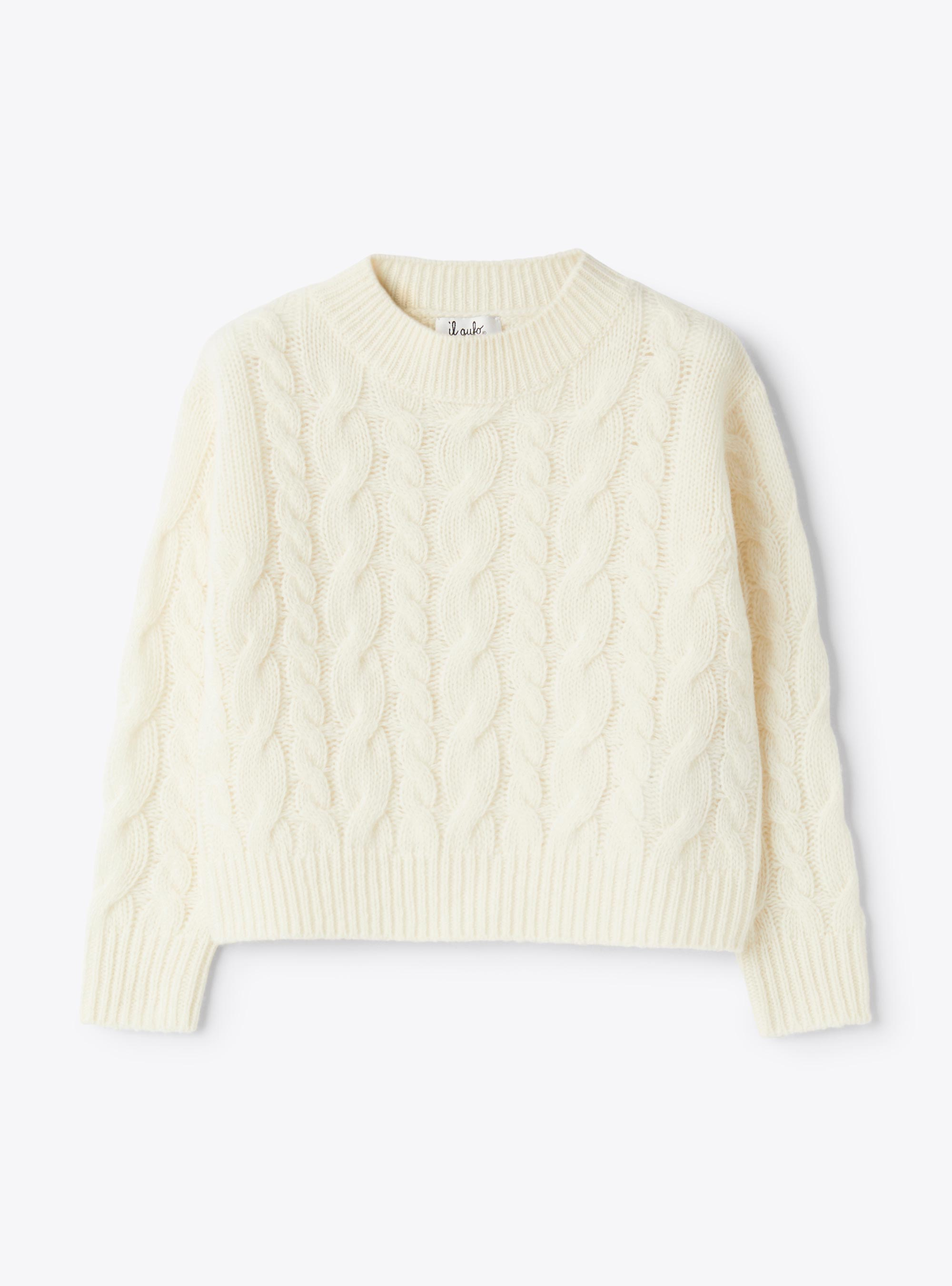 Cable-knit wool sweater - White | Il Gufo