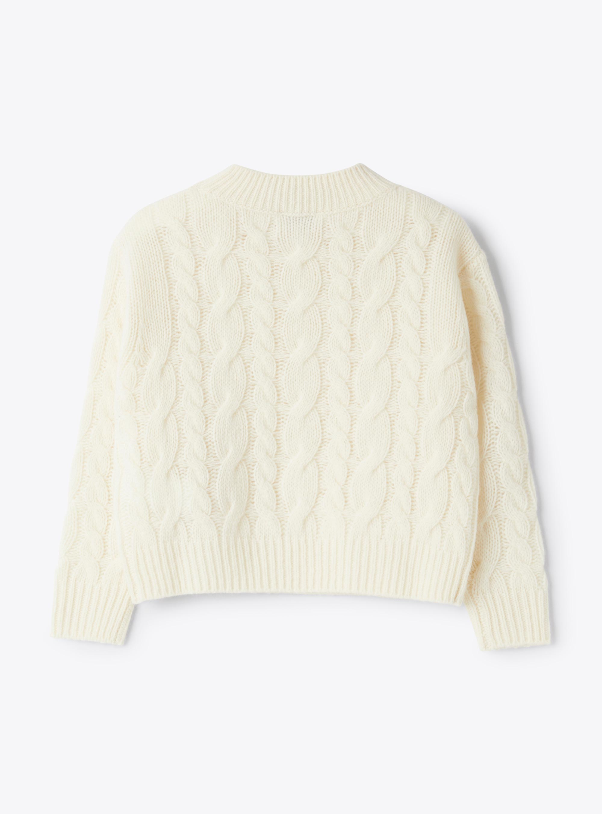 Pull en laine torsadée - Blanc | Il Gufo