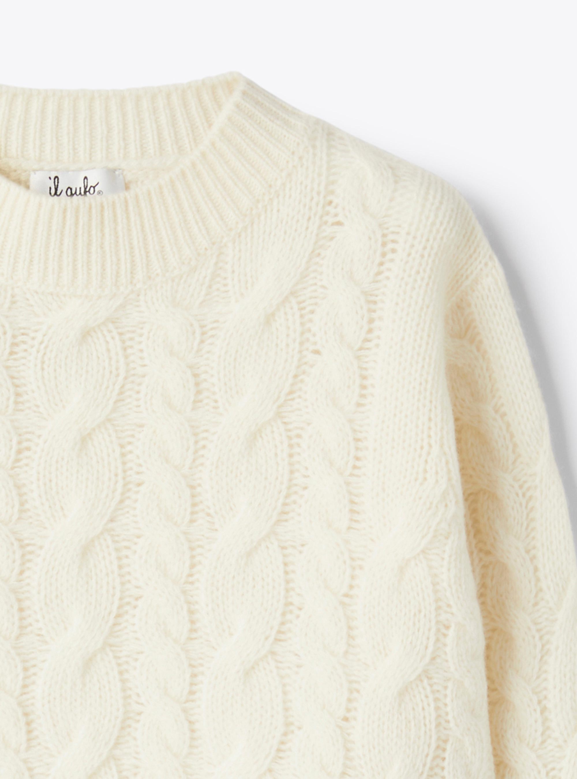 Pull en laine torsadée - Blanc | Il Gufo