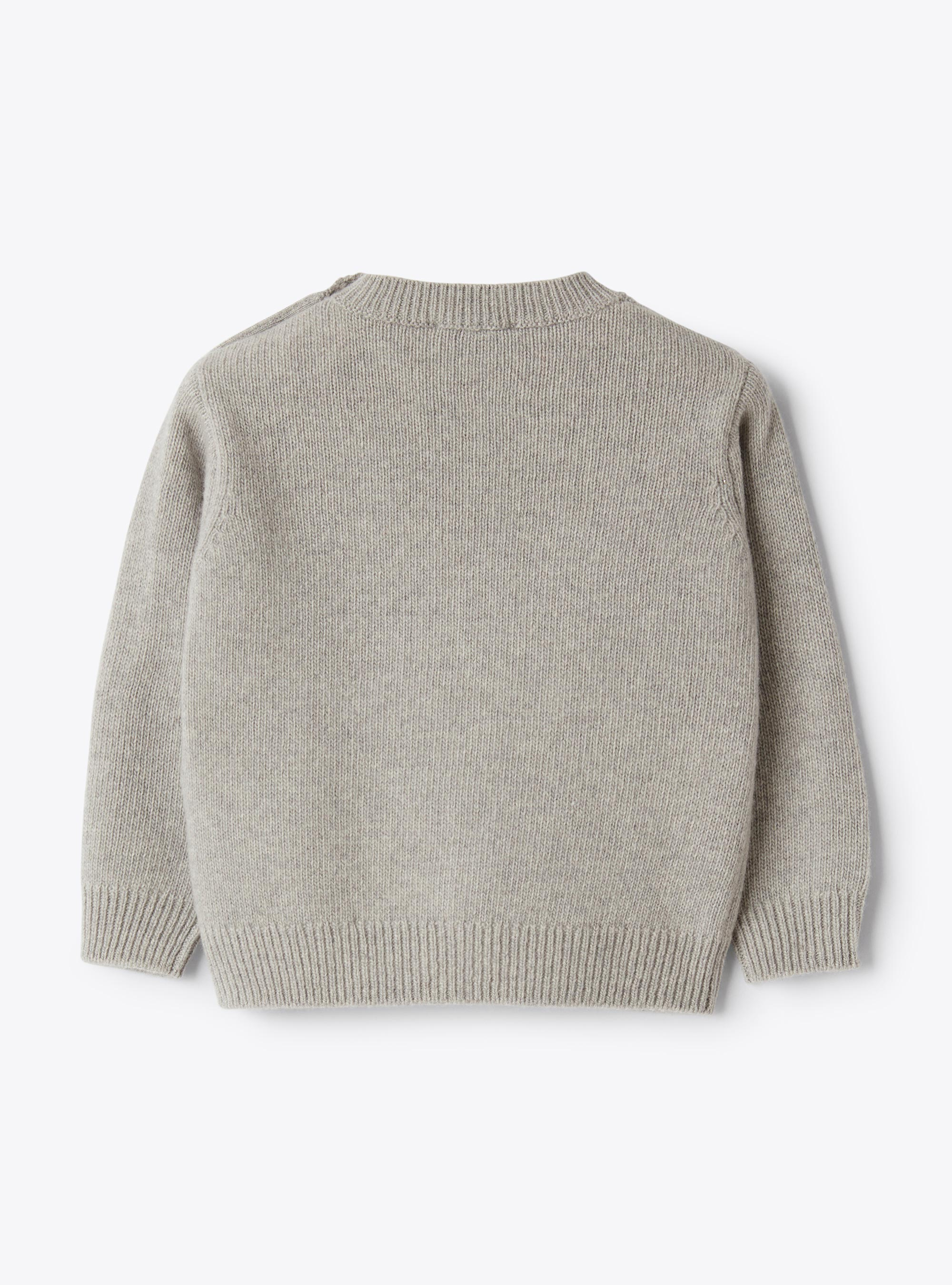 Wool sweater with embroidery - Grey | Il Gufo