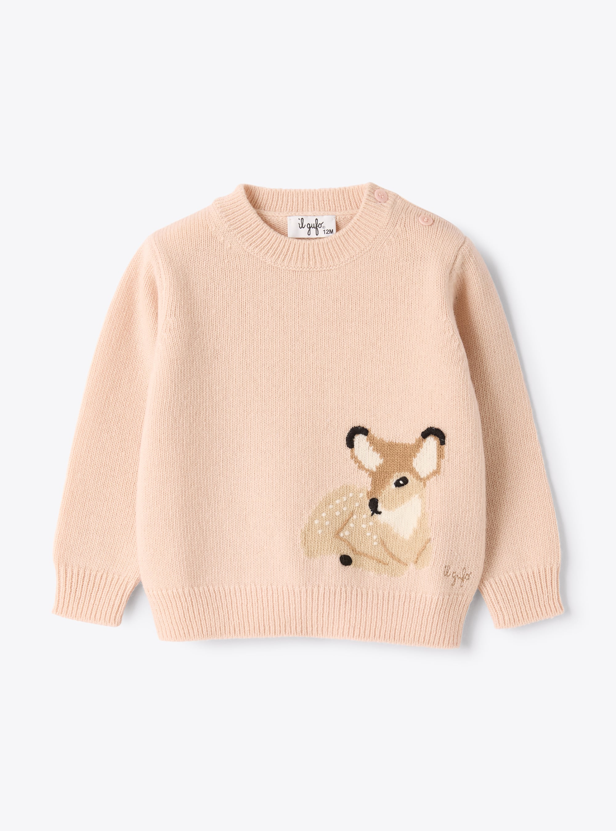 Pull en laine avec broderie - Rose | Il Gufo