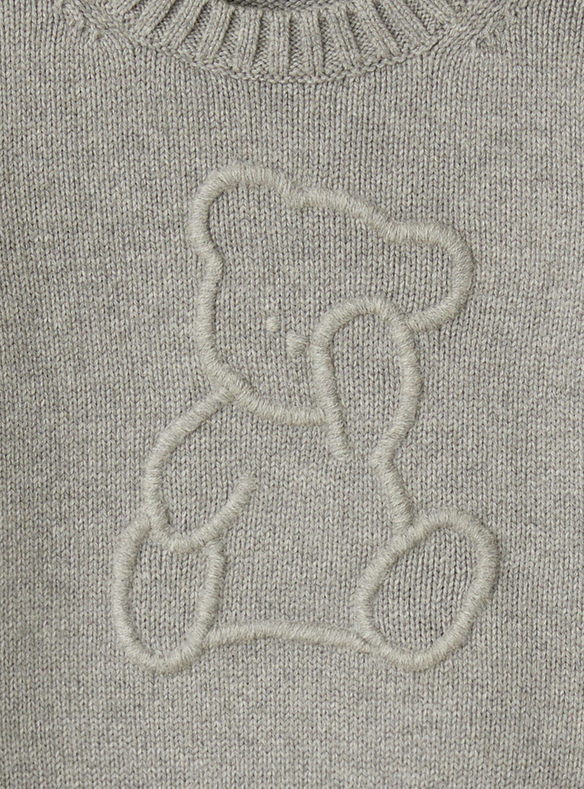 Organic cotton sweater with bear - Grey | Il Gufo