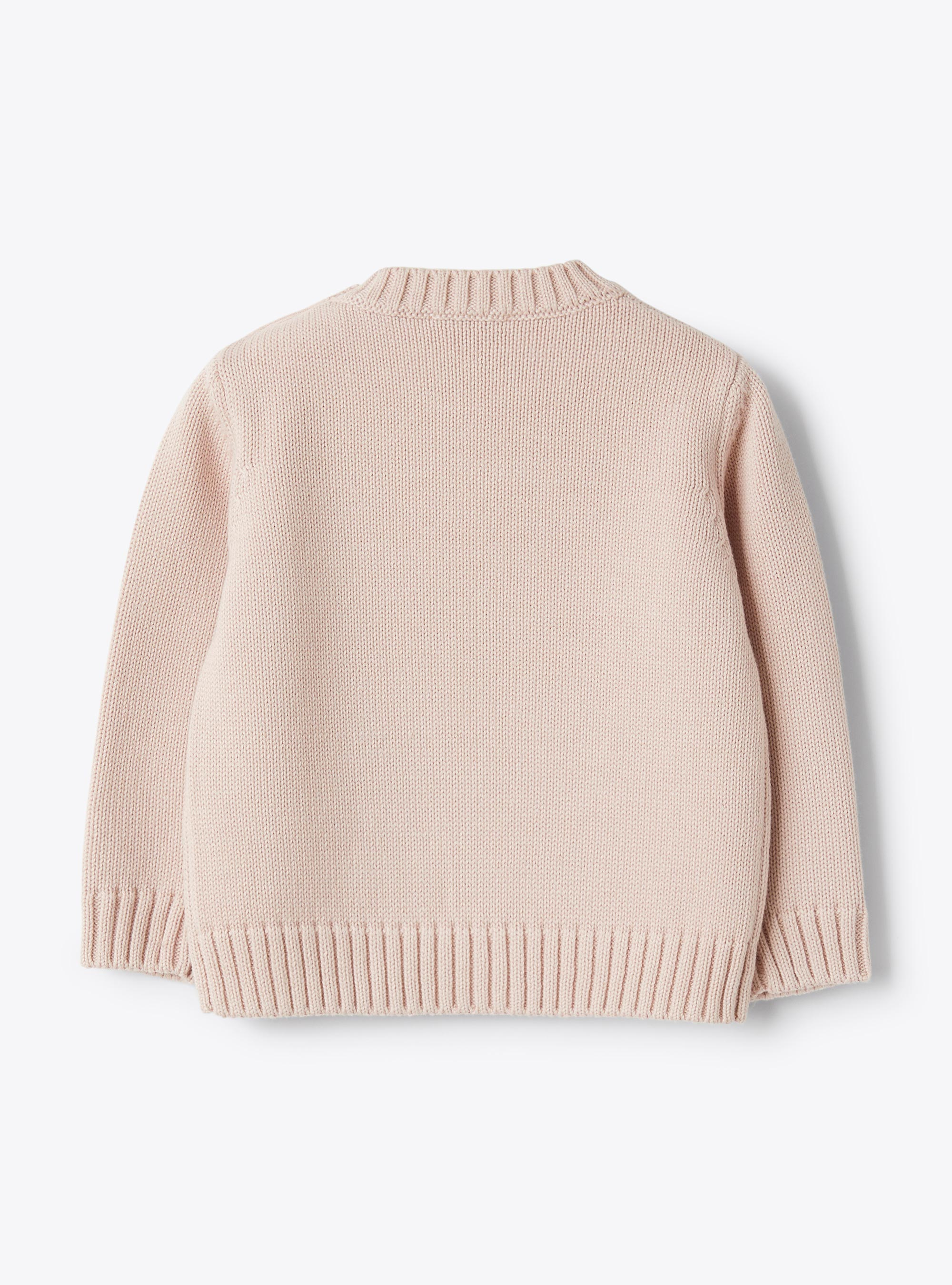 Organic cotton sweater with bear - Pink | Il Gufo