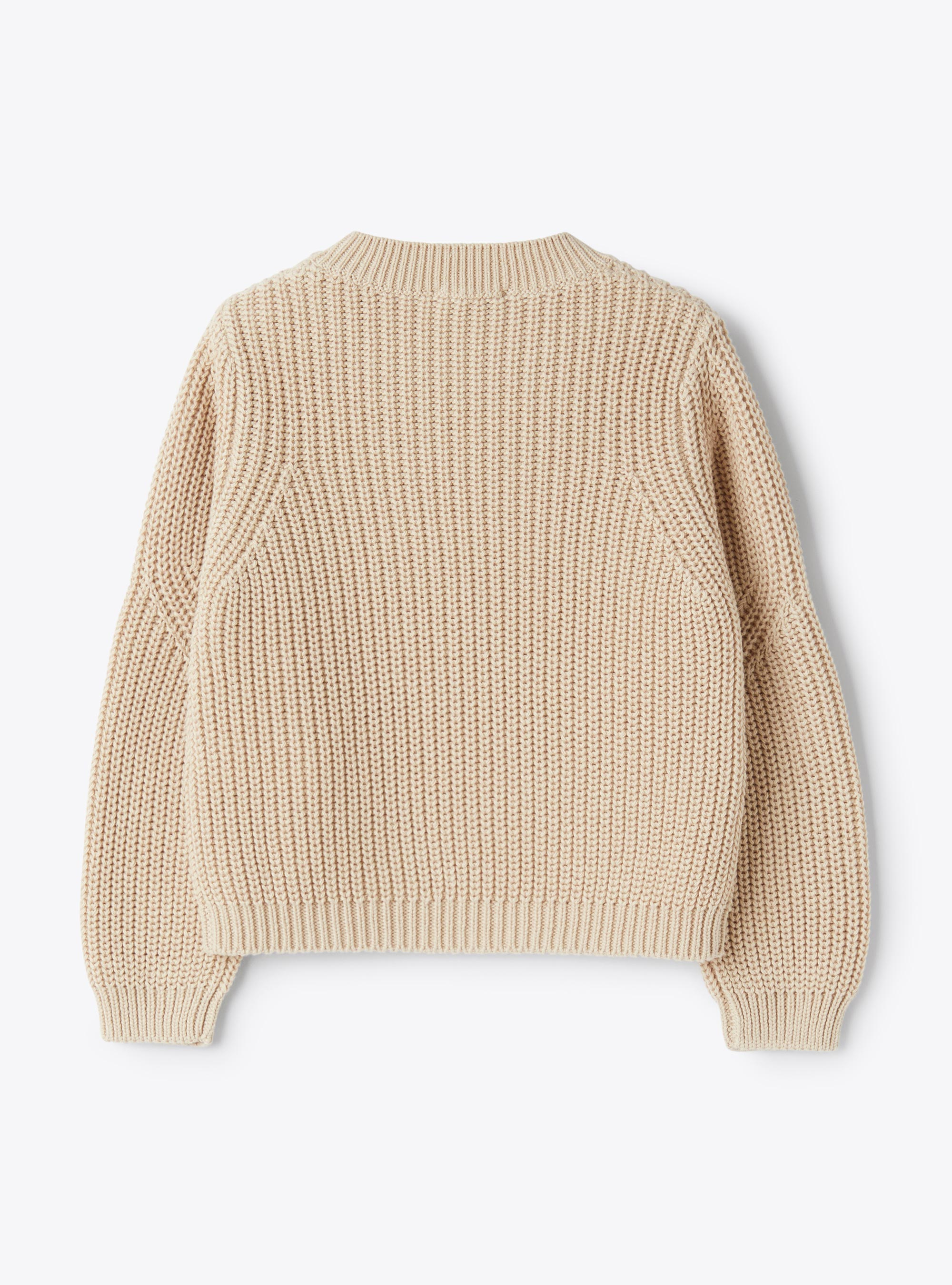 Maglione in cotone a costa inglese - Beige | Il Gufo