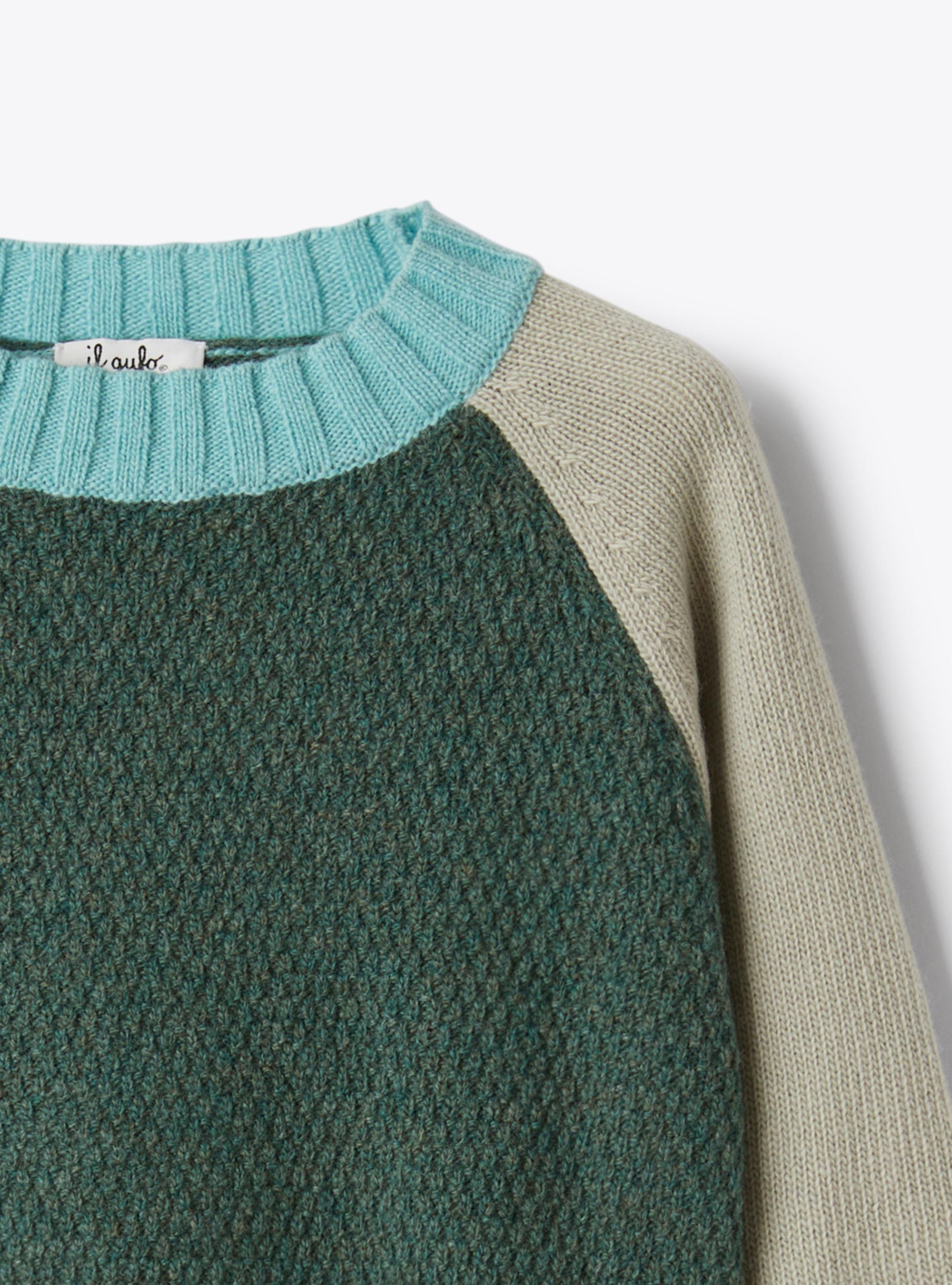 Maglia in lana color-block - Verde | Il Gufo