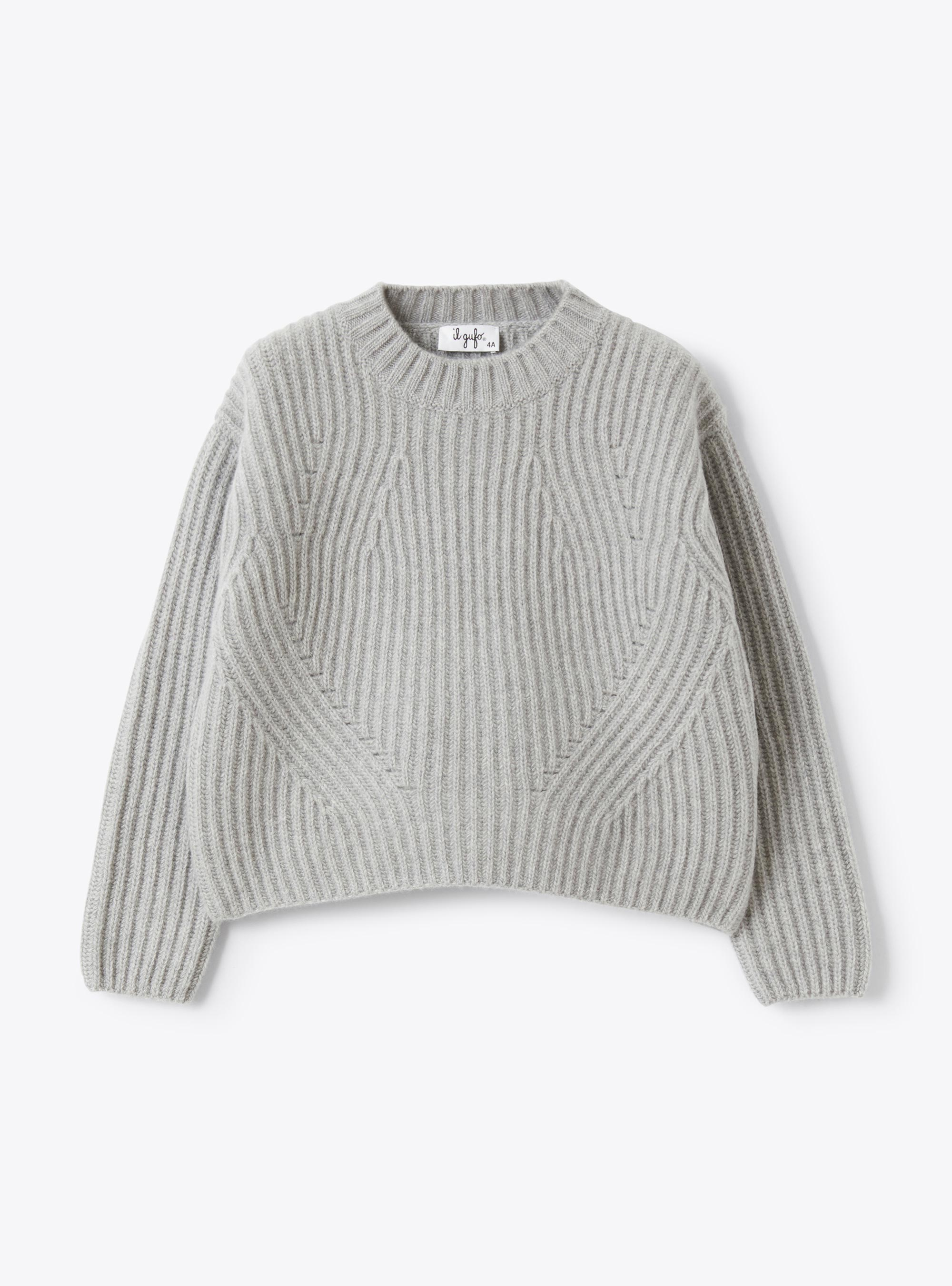 Pull en laine à côtes anglaises - Gris | Il Gufo