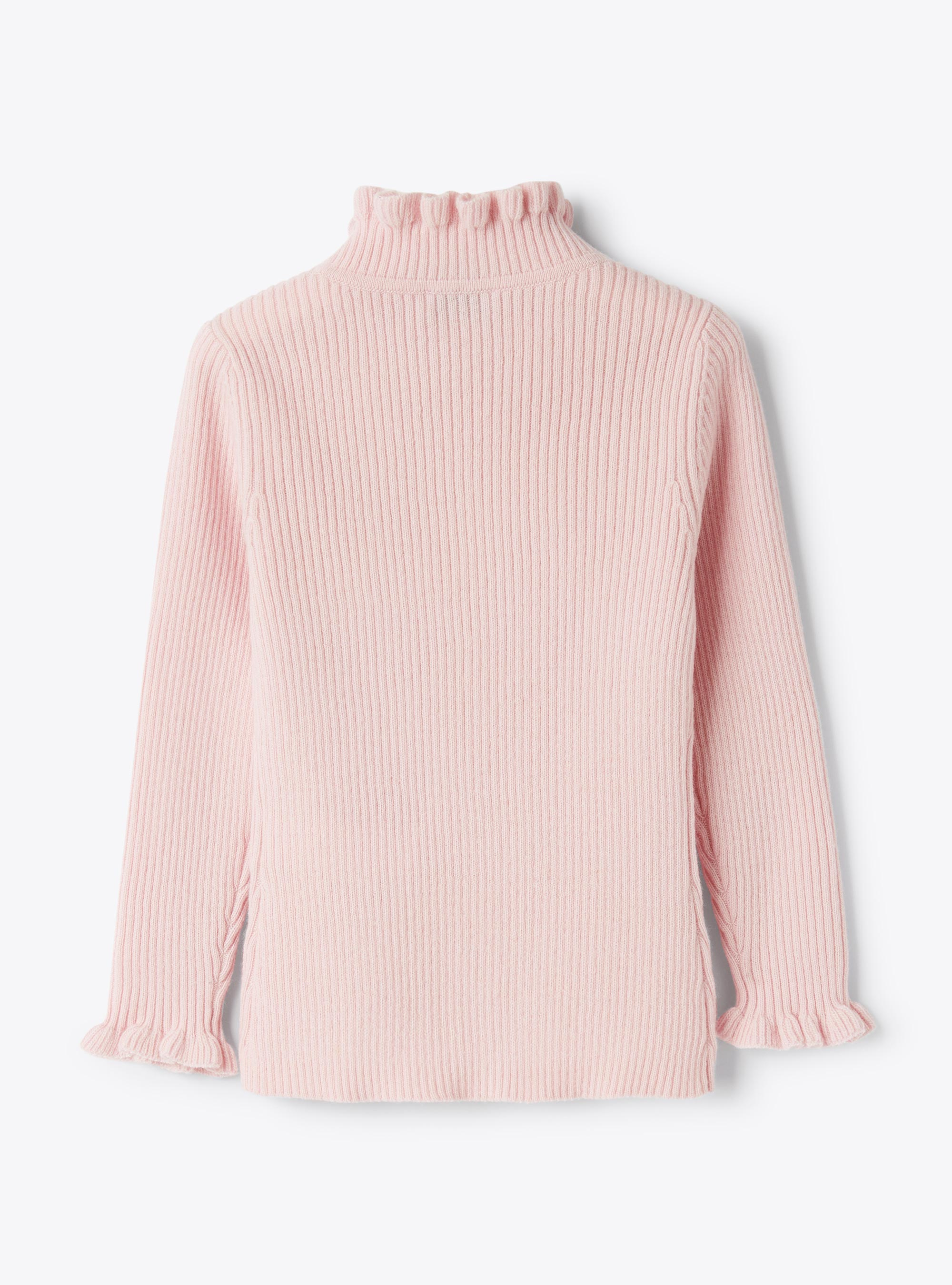 Merino wool sweater with ruffles - Pink | Il Gufo