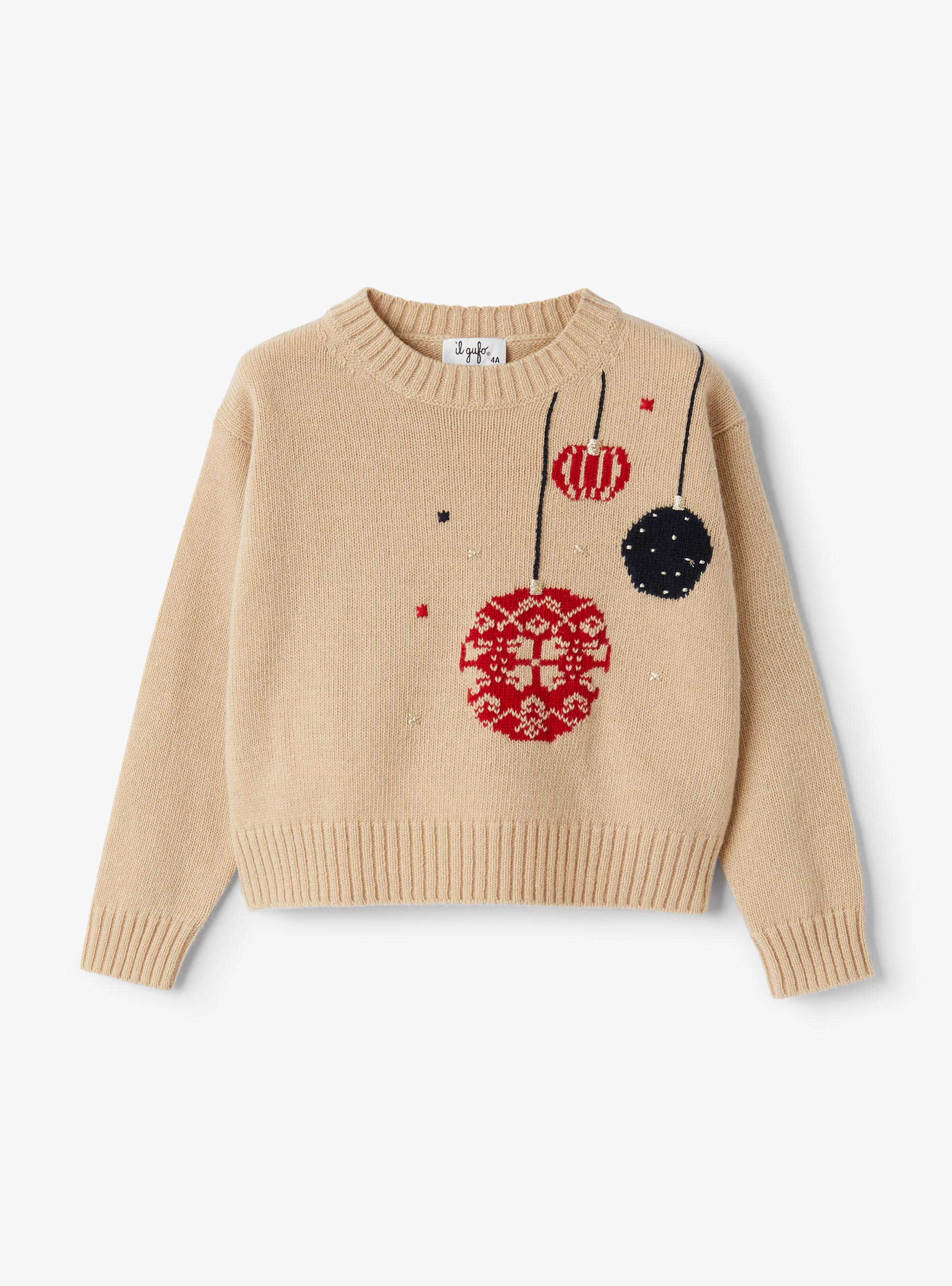 Christmas-themed wool sweater - Beige | Il Gufo