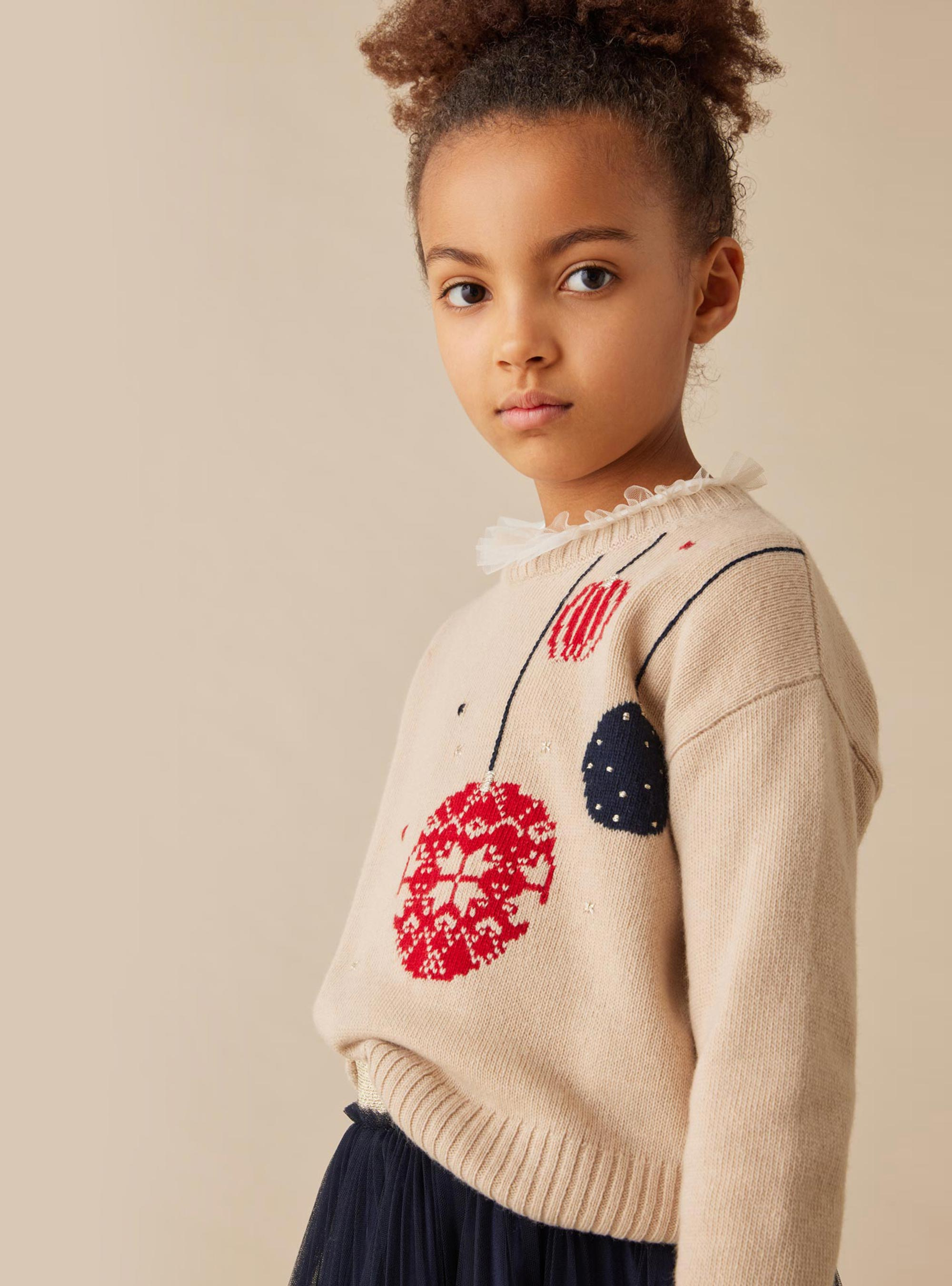 Christmas-themed wool sweater - Beige | Il Gufo