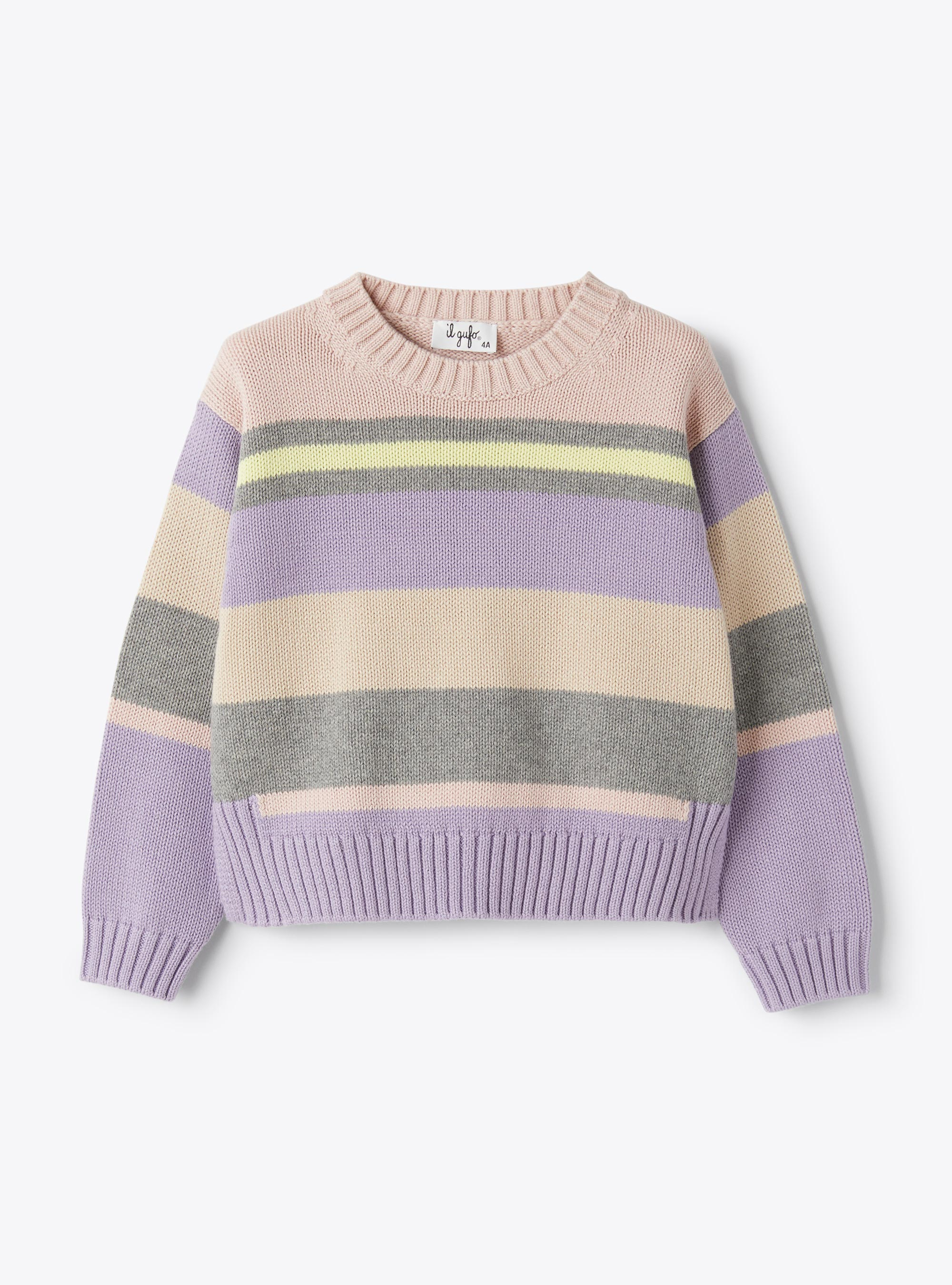 Organic cotton striped sweater - Grey | Il Gufo