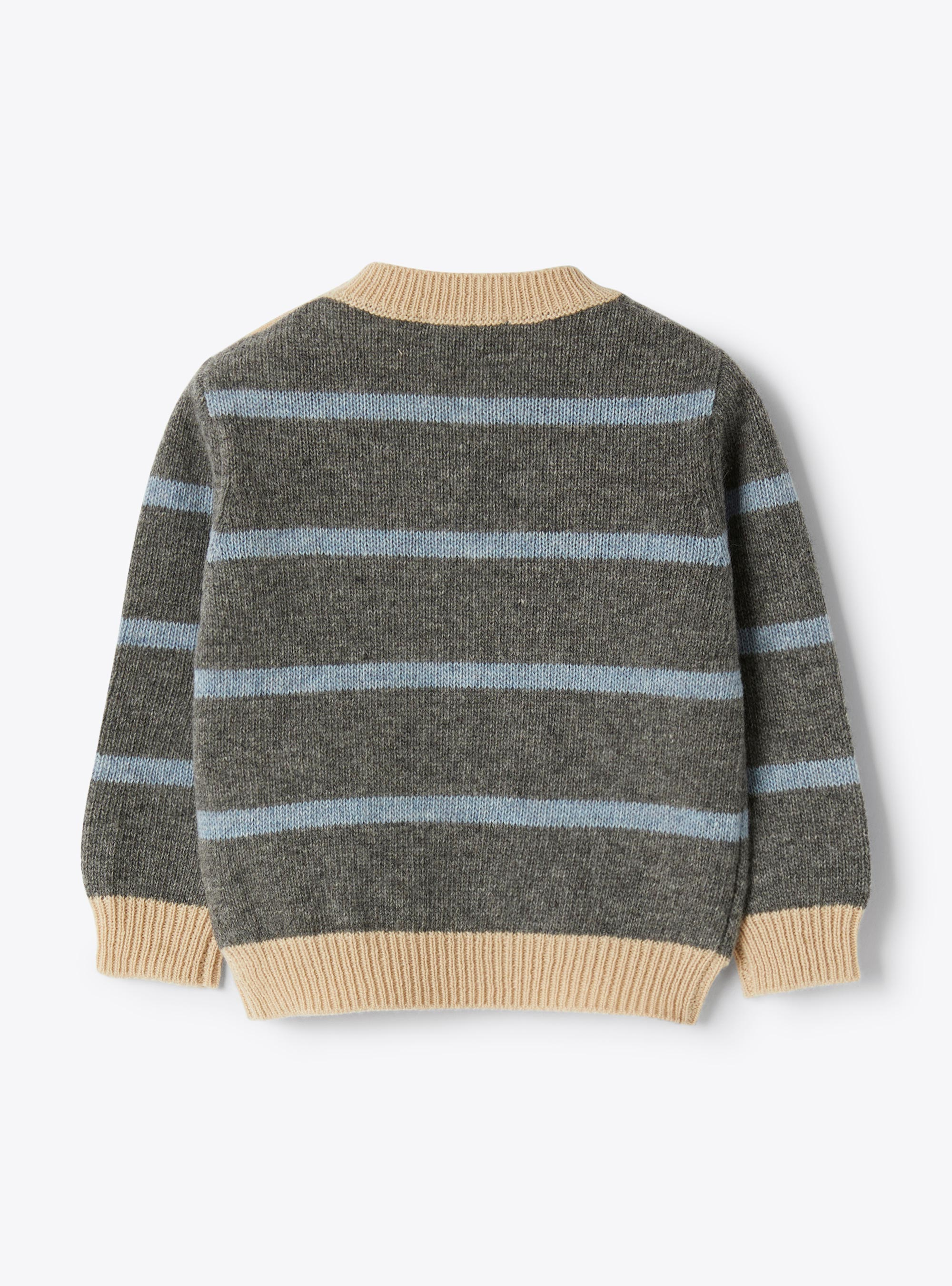 Wool sweater with a striped pattern - Grey | Il Gufo