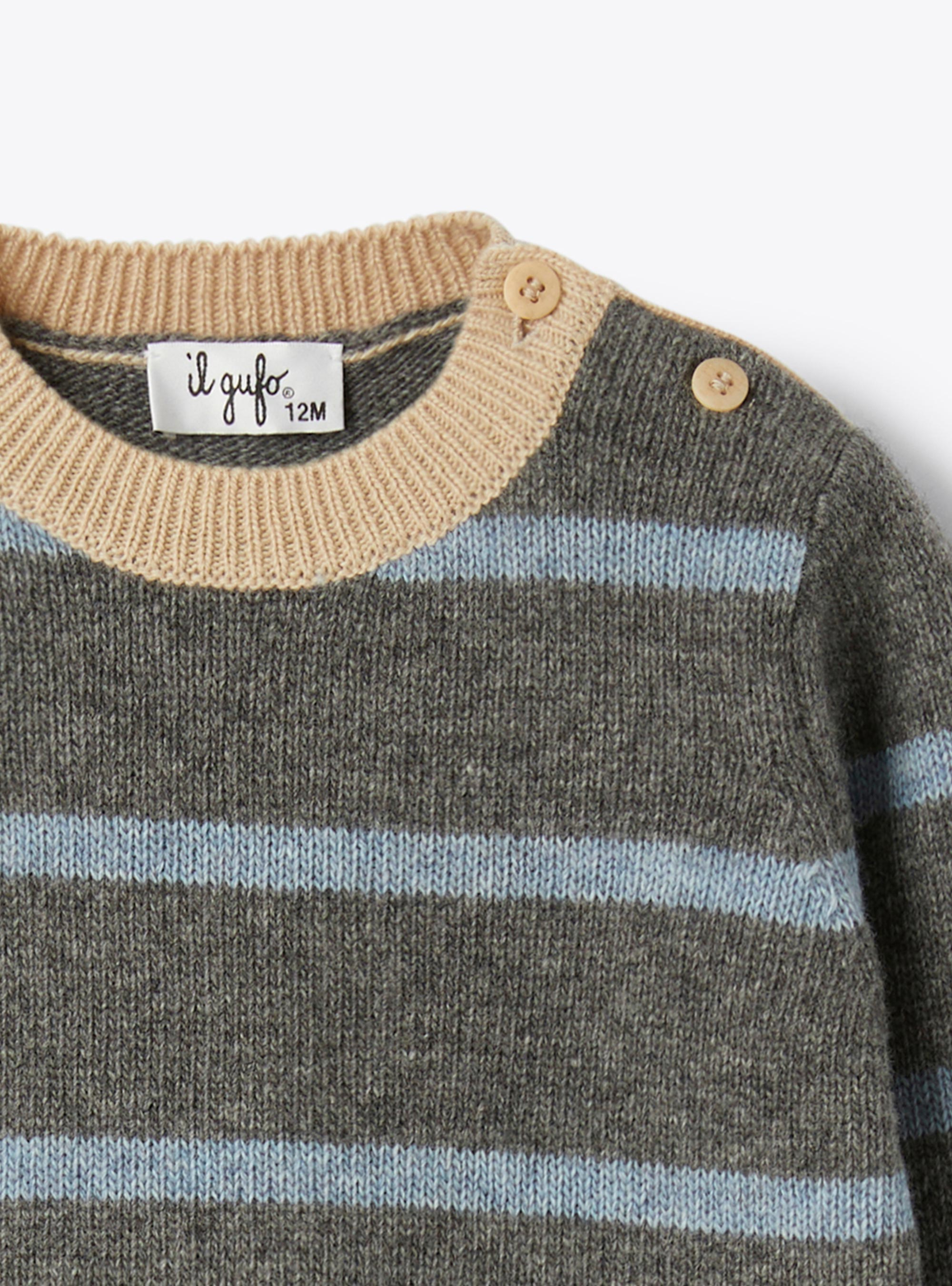 Wool sweater with a striped pattern - Grey | Il Gufo