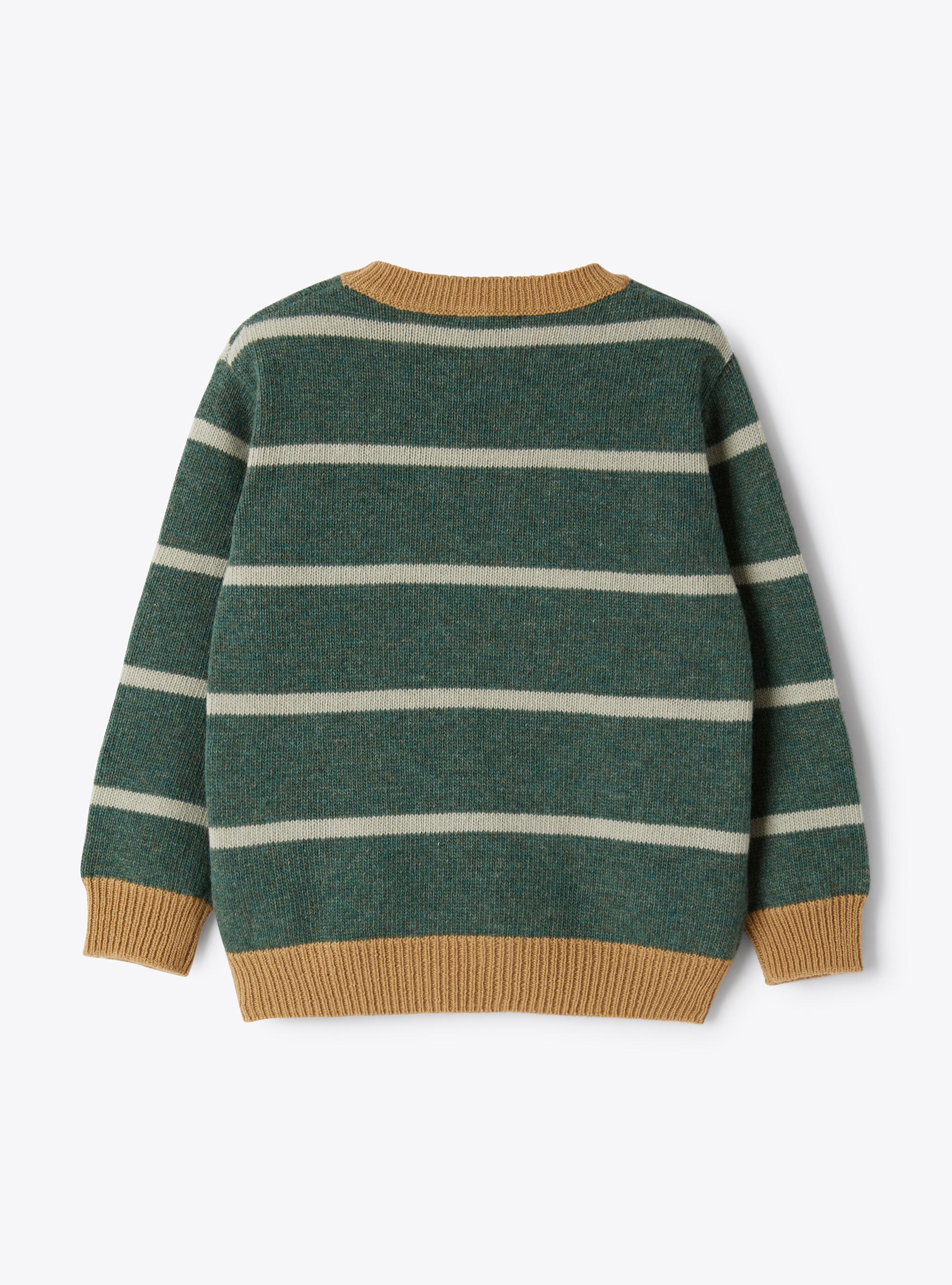 Wool sweater with a striped pattern - Green | Il Gufo