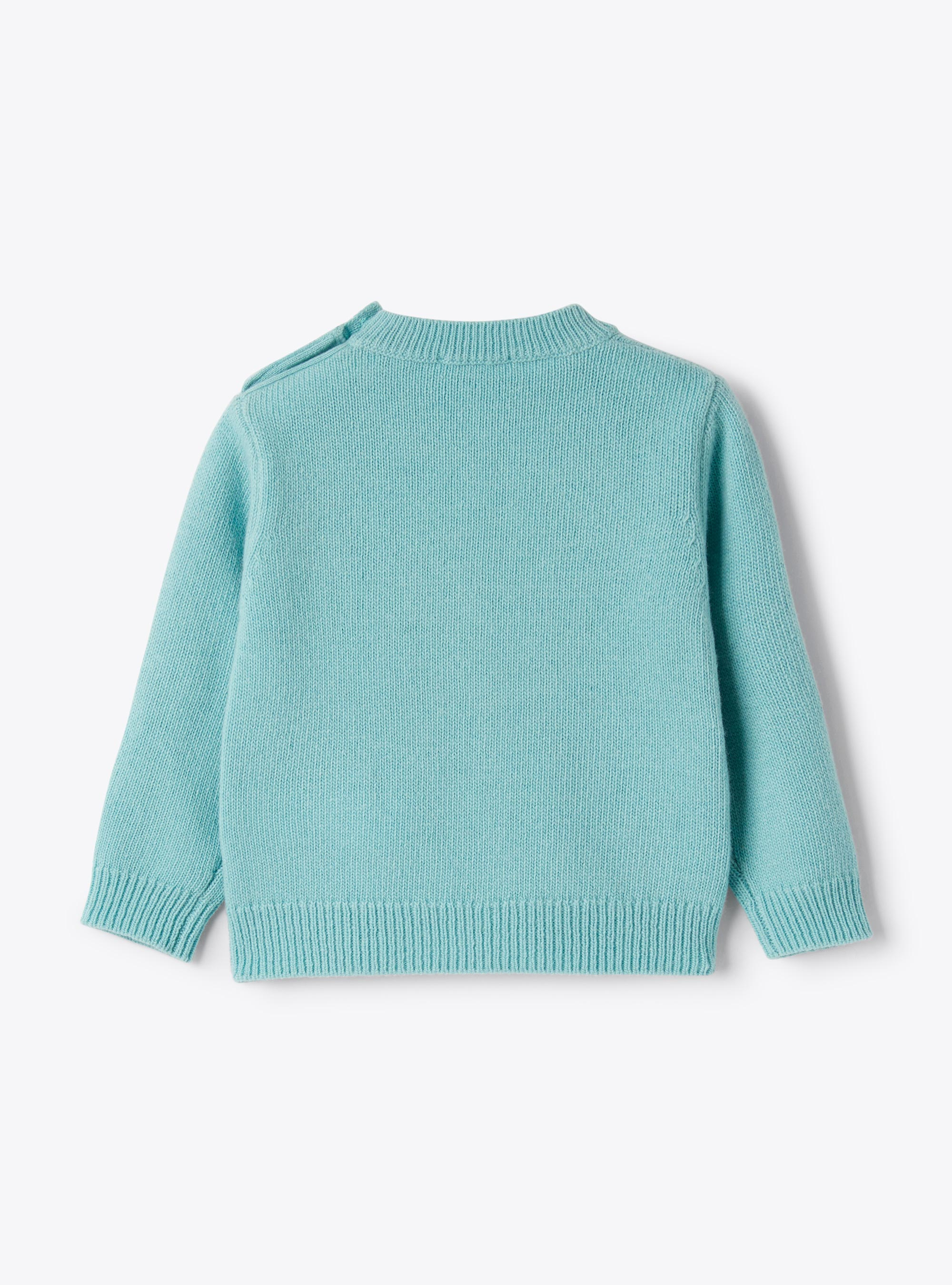 Wool sweater with fox embroidery - Light blue | Il Gufo