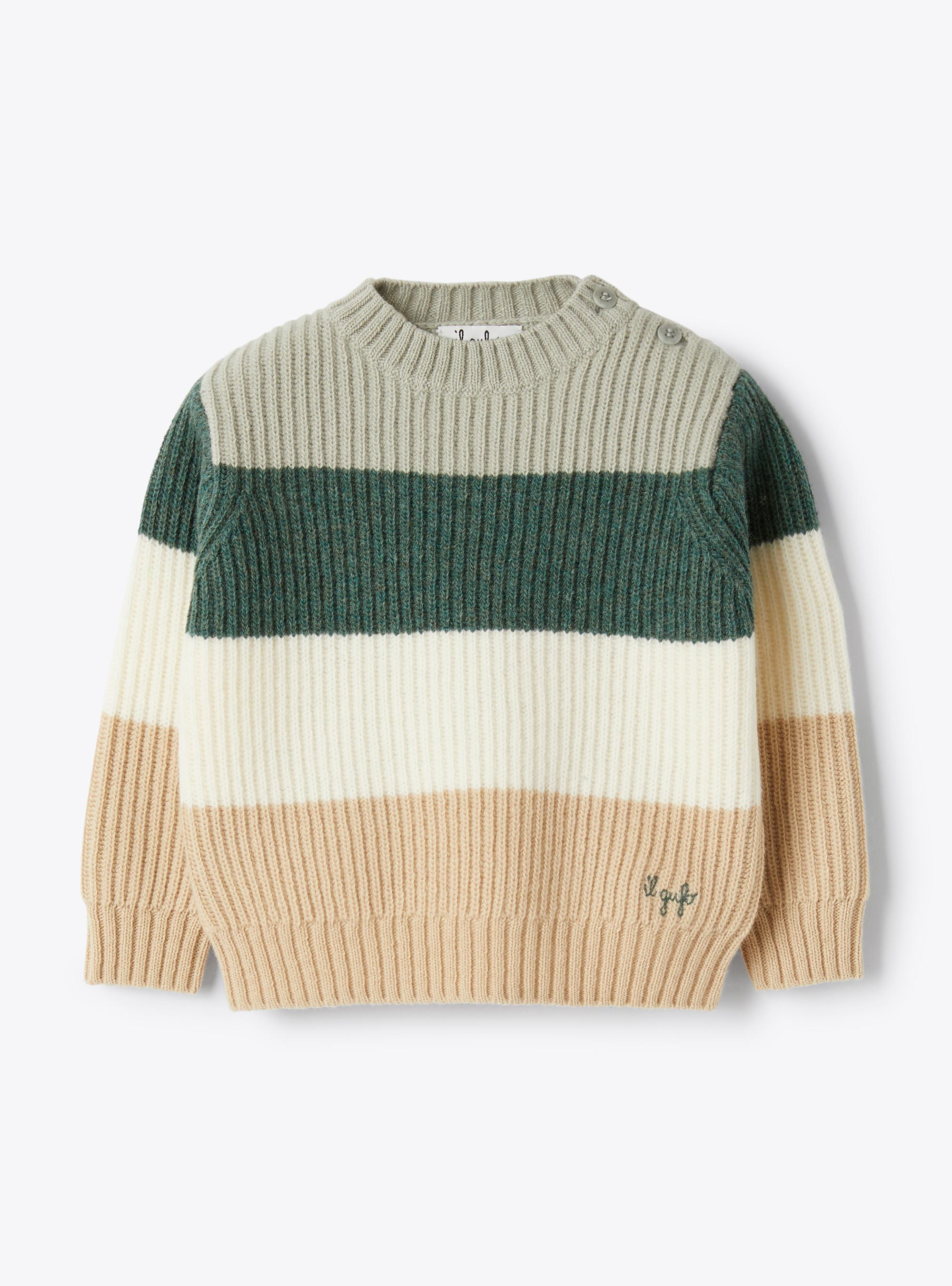 Pull en laine color-block - Bleu clair | Il Gufo