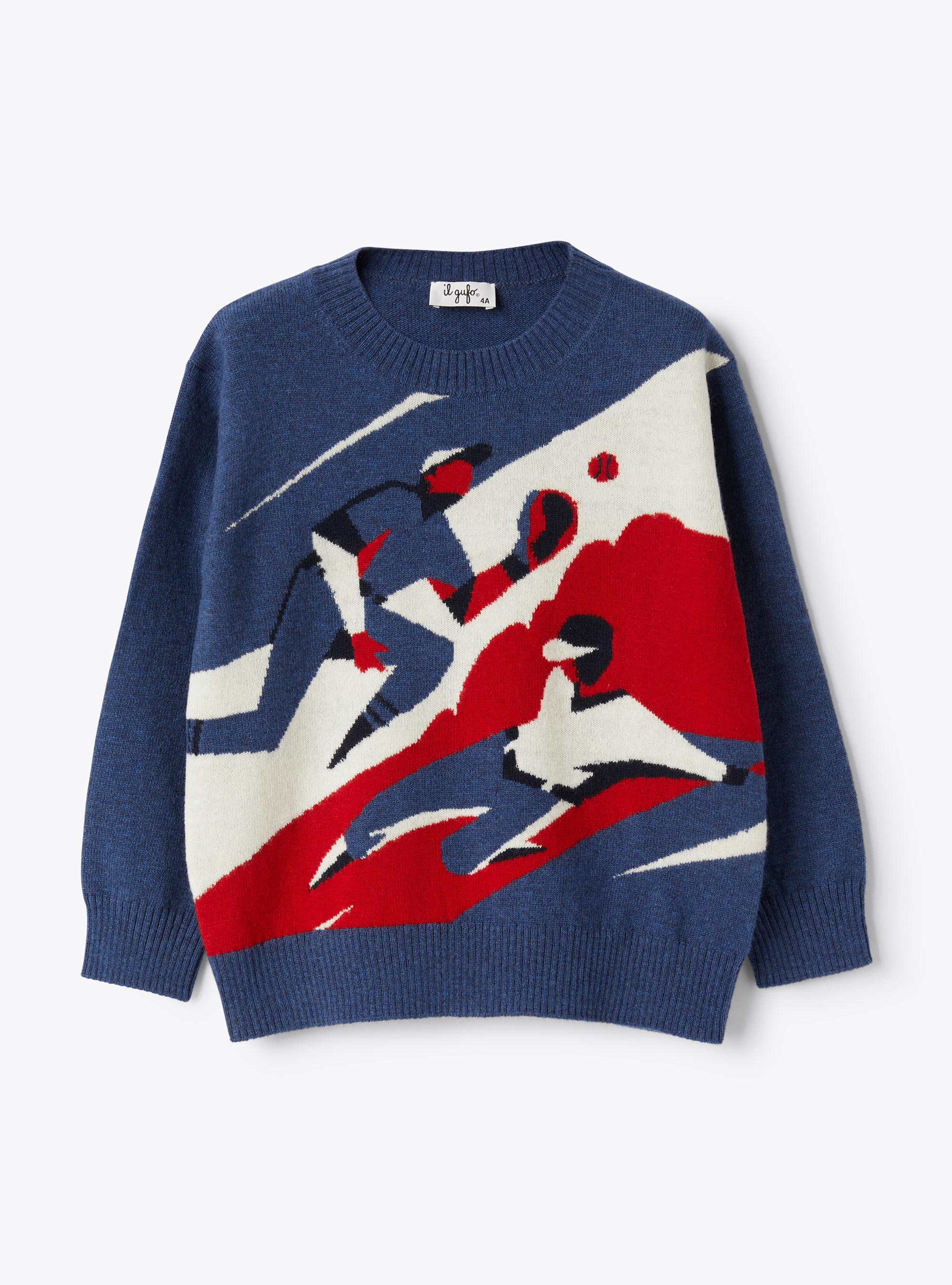 Pull col rond en laine - Bleu | Il Gufo