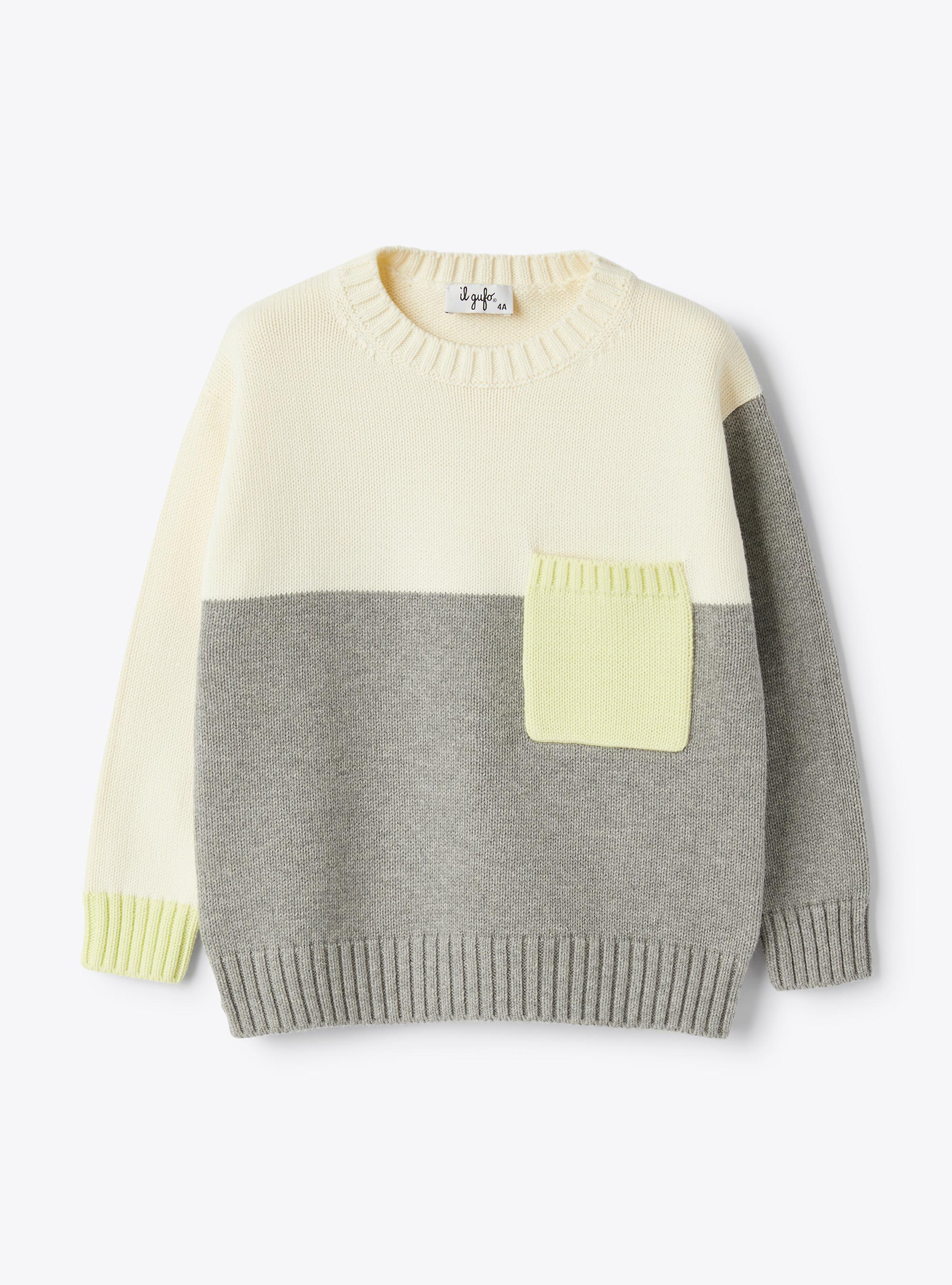 Maglia color-block in cotone - Bianco | Il Gufo