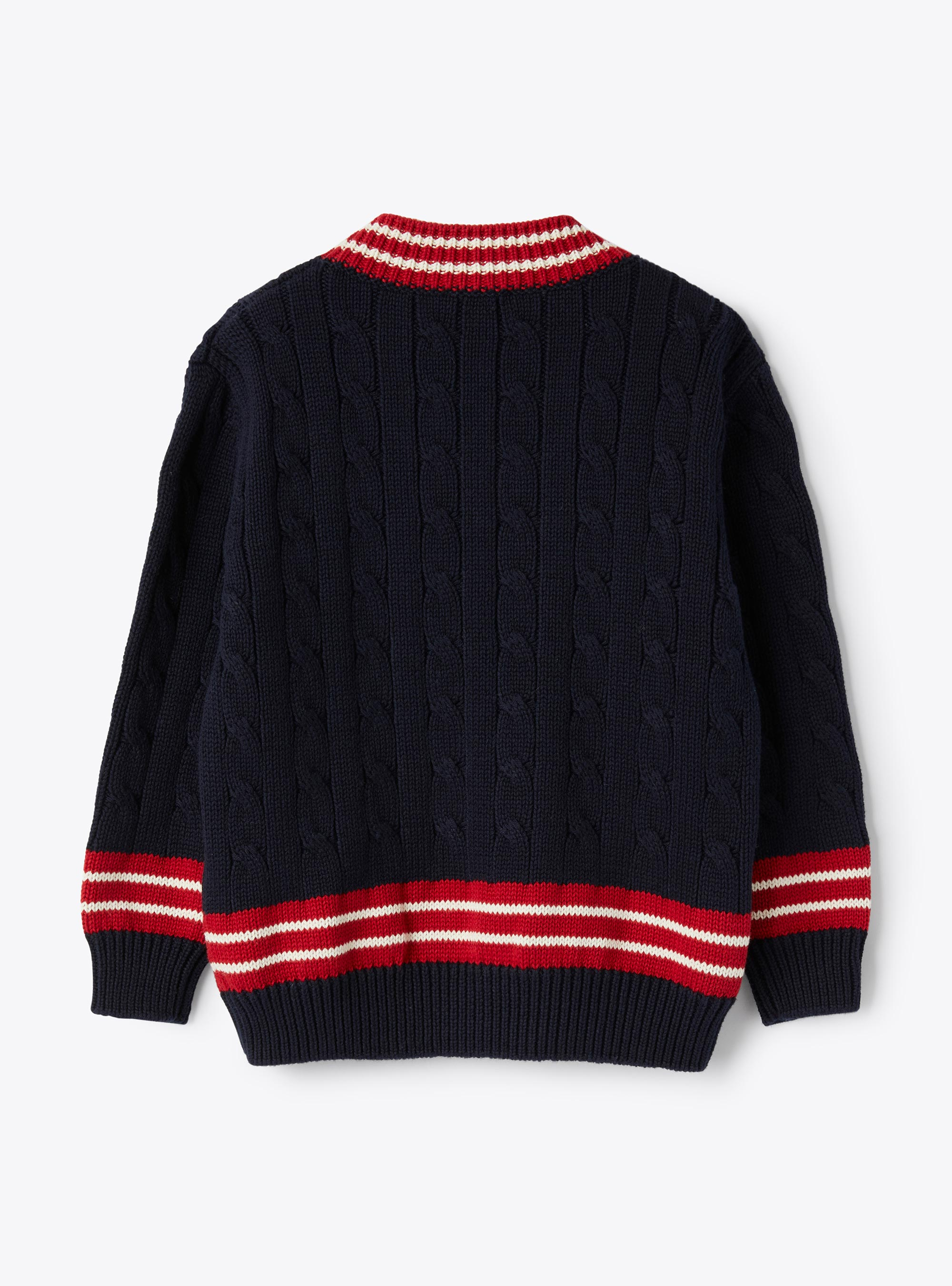 Organic cotton sweater with cable knit - Blue | Il Gufo