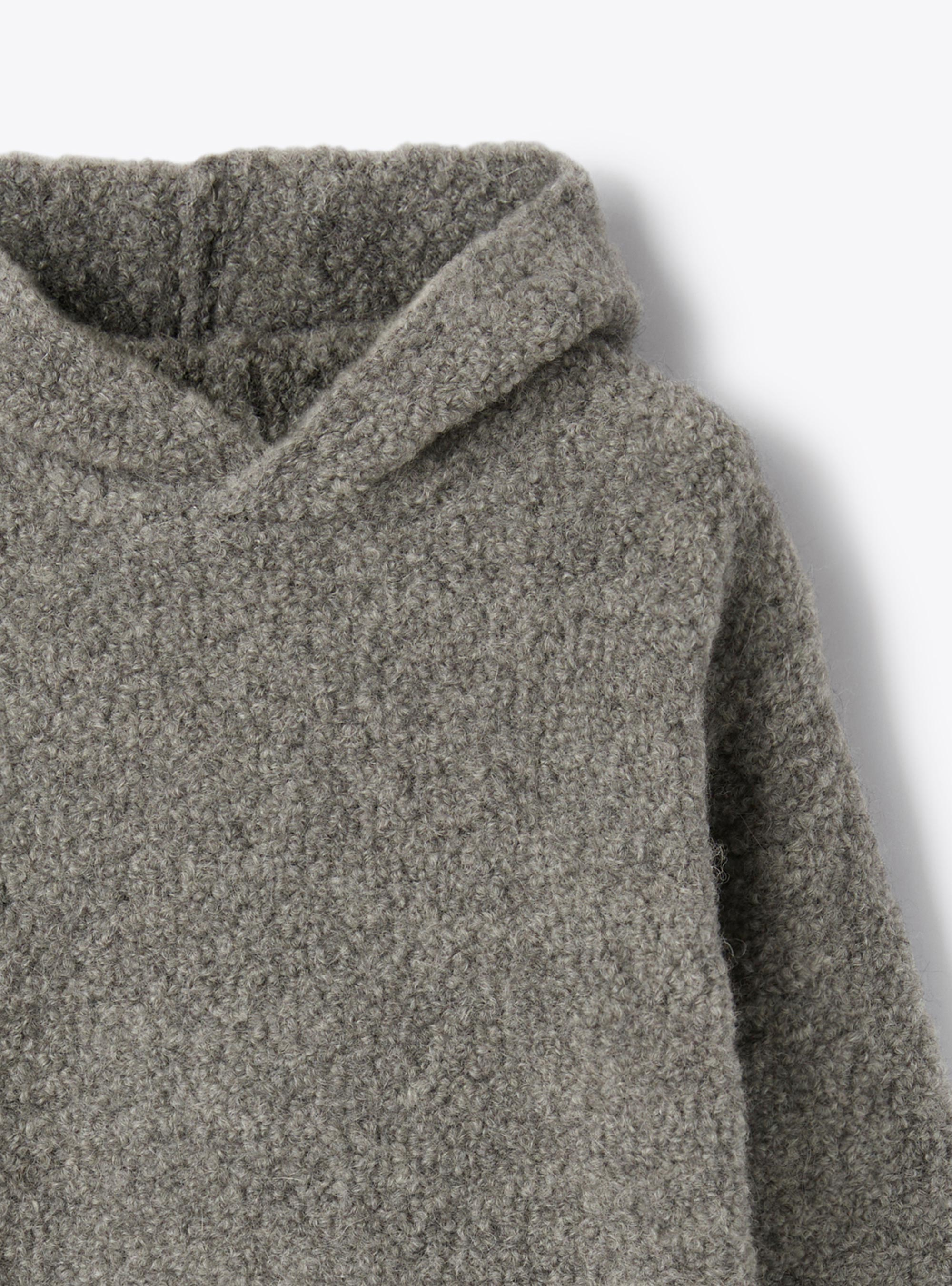 Pull en mélange alpaga avec capuche - Gris | Il Gufo