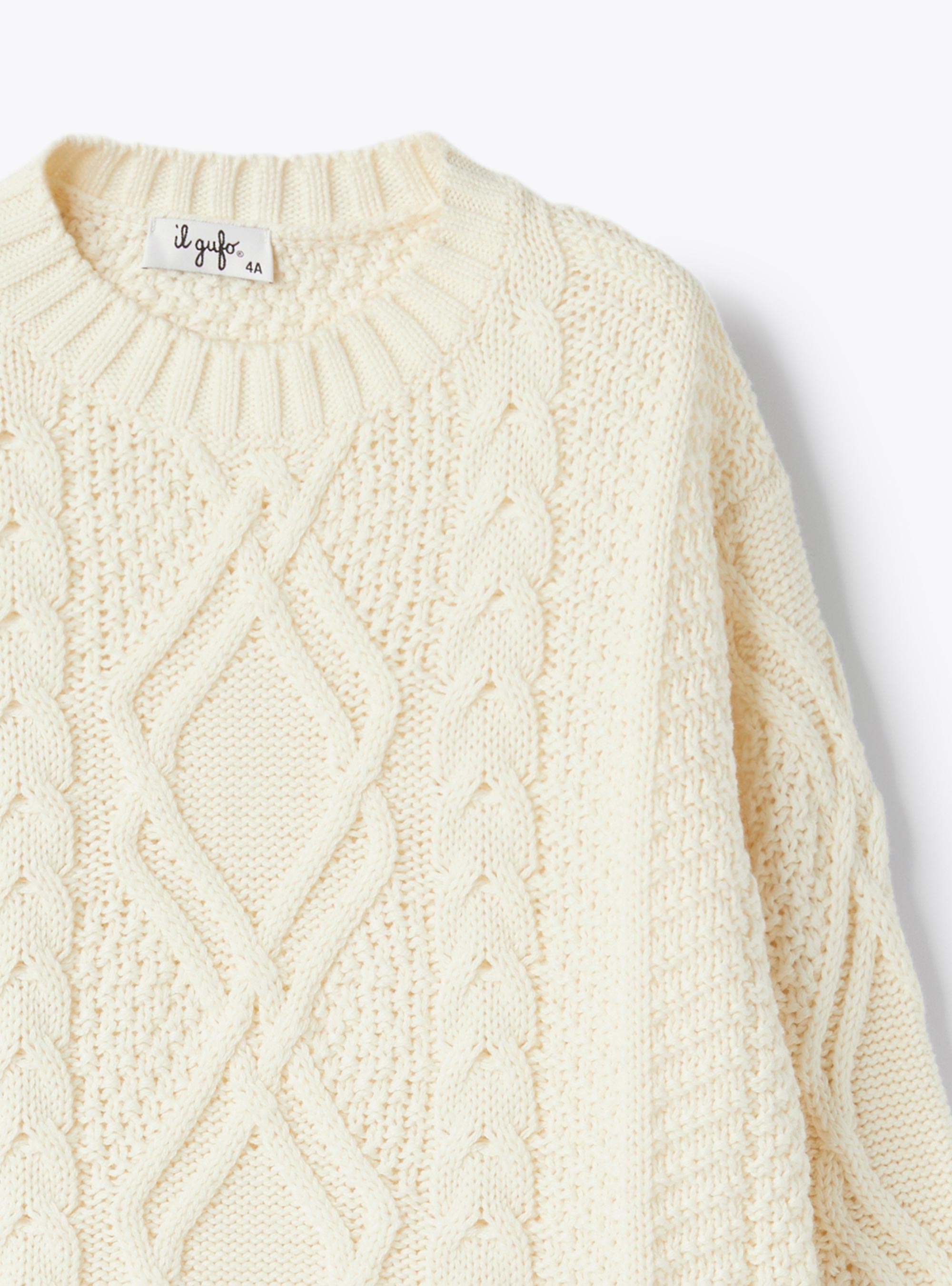 Cotton and wool sweater - White | Il Gufo