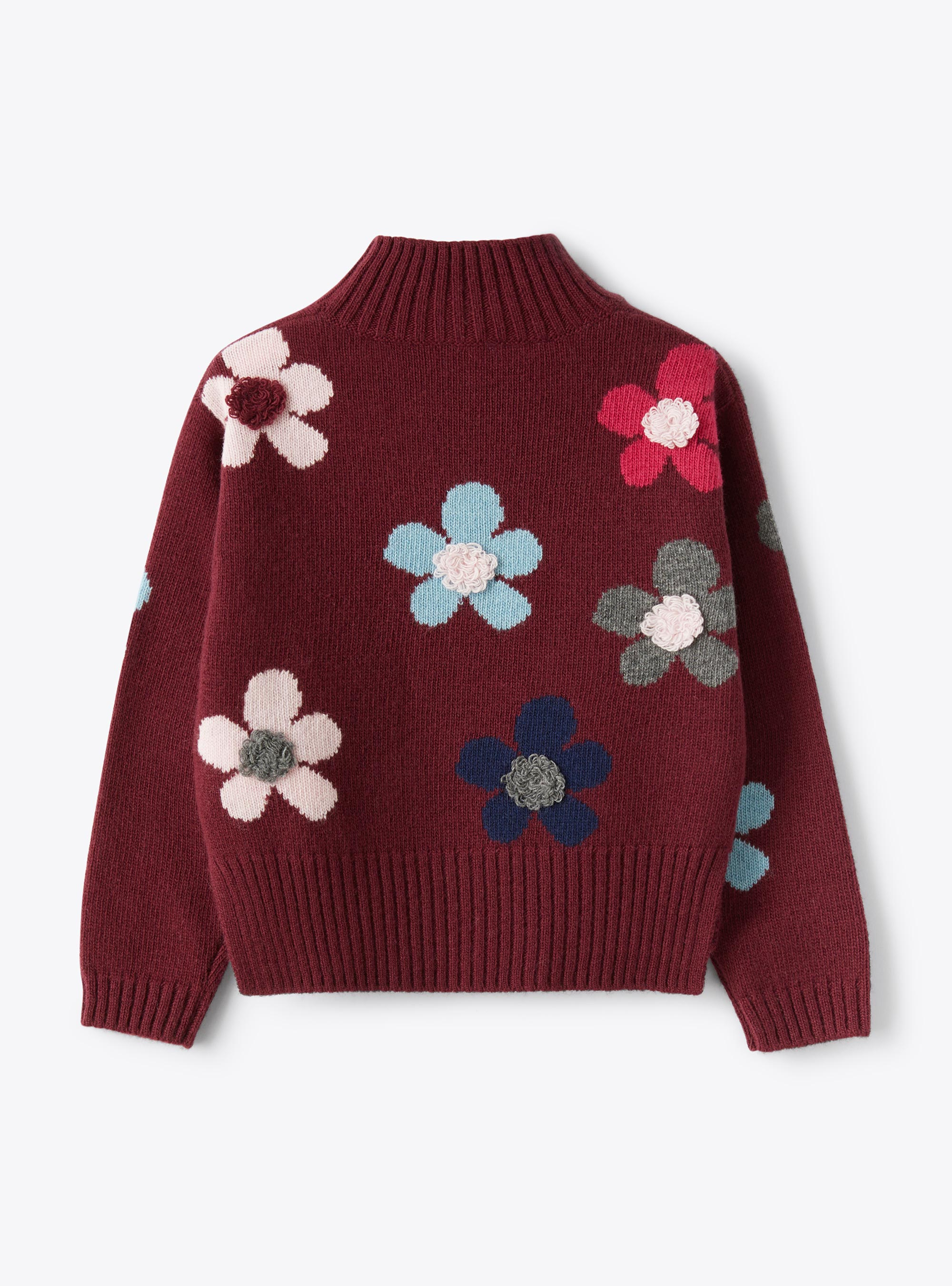 Wollpullover mit Blumen - VIOLETT | Il Gufo