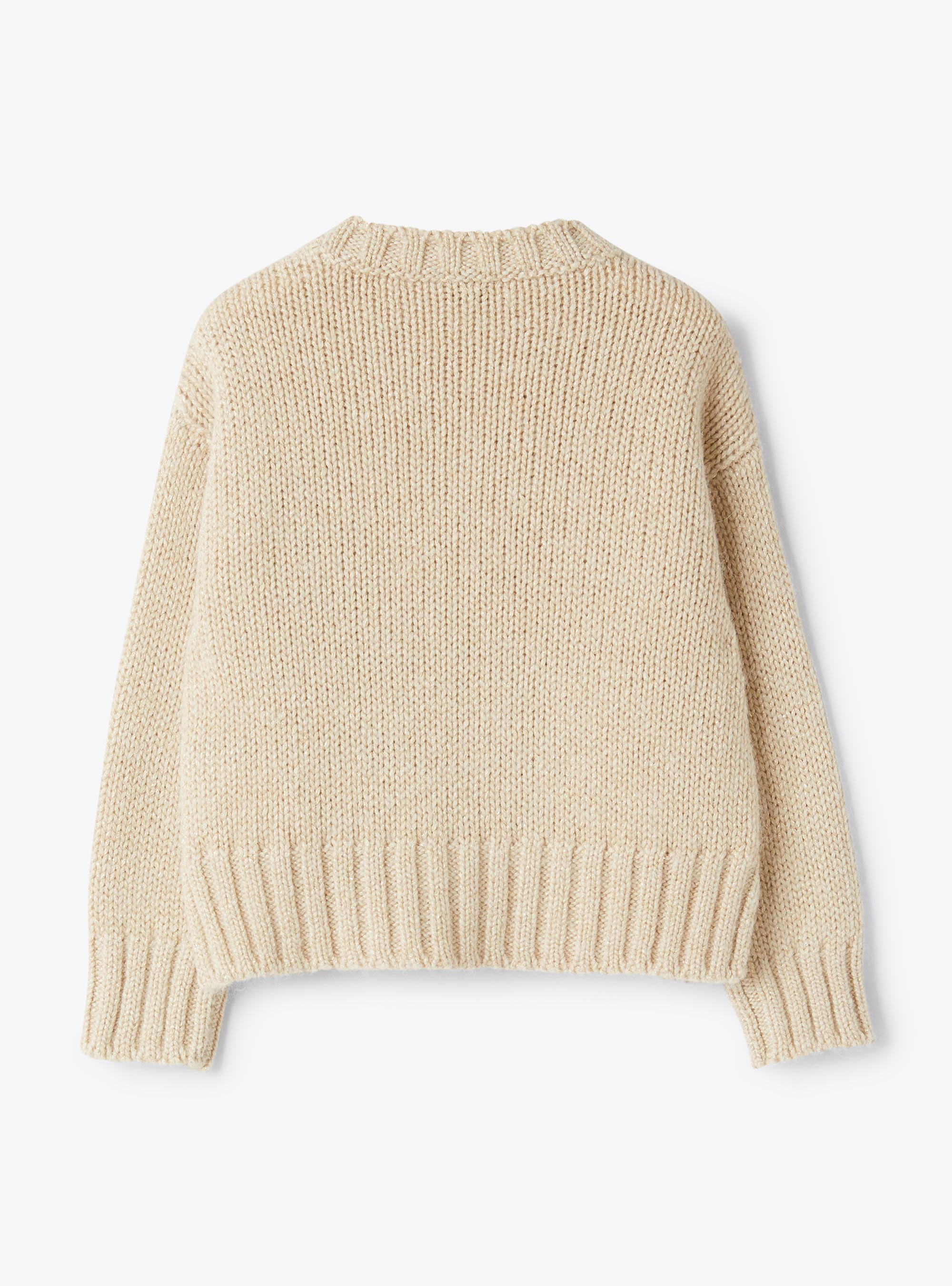 Viscose and lurex blend yarn crew neck sweater - White | Il Gufo