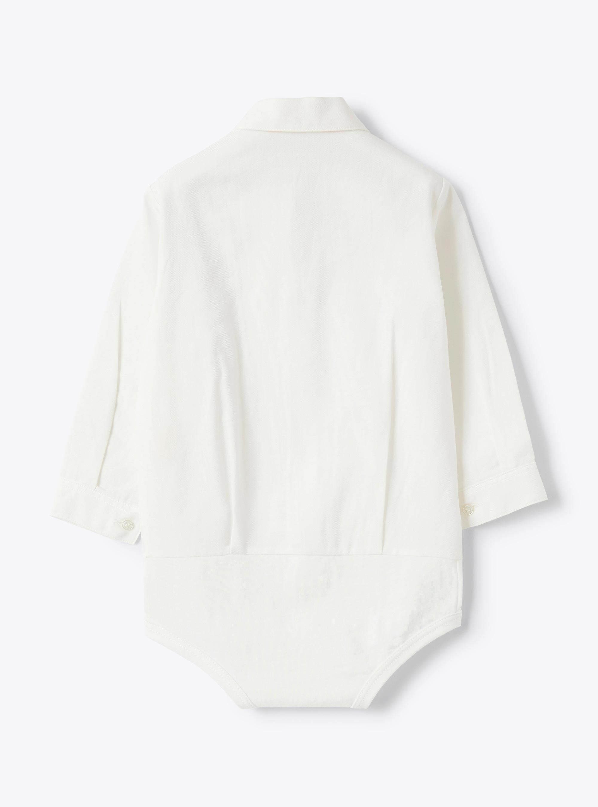 Button-down bodysuit in cotton voile - White | Il Gufo