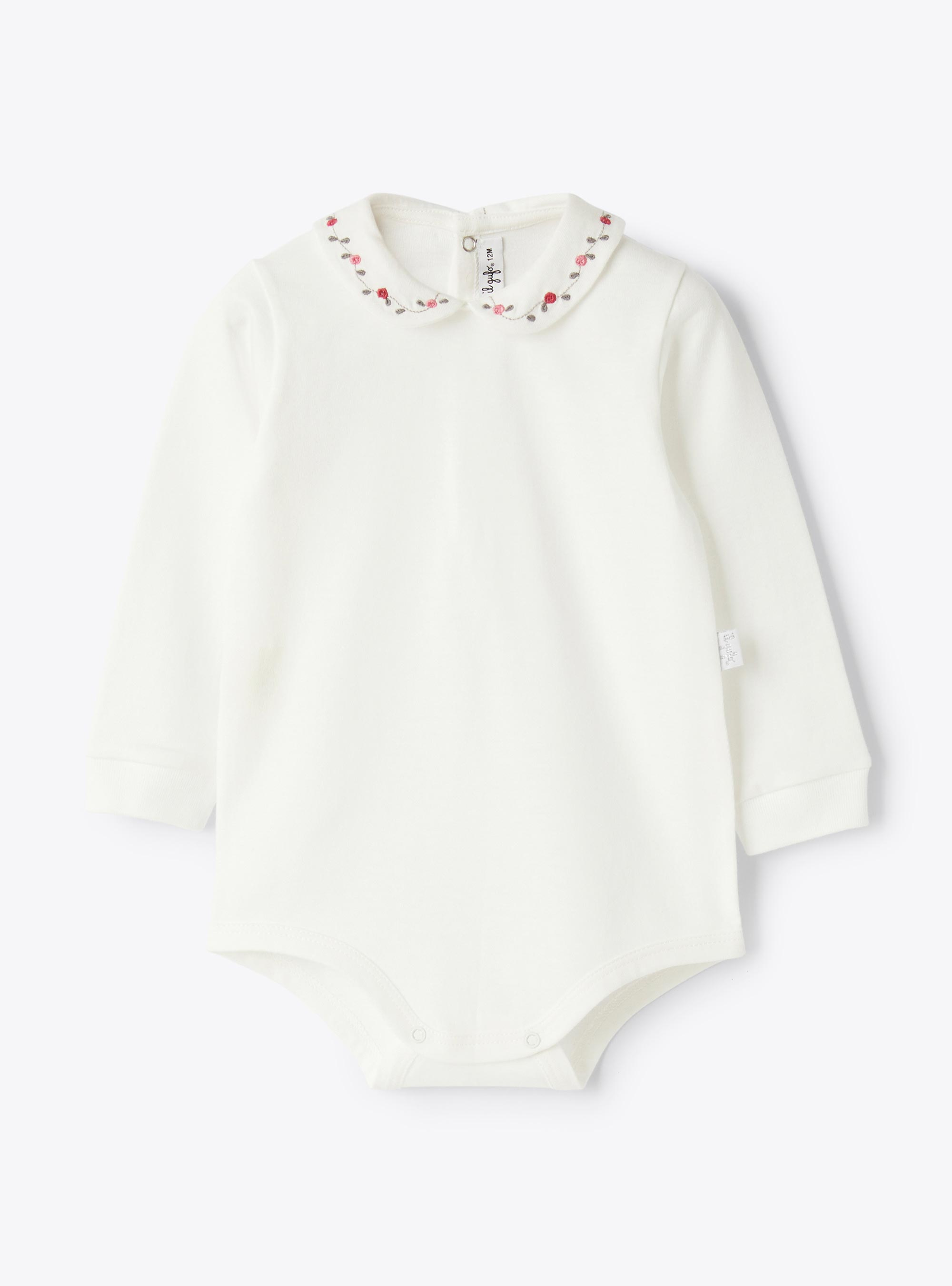 Body en jersey avec broderies - Blanc | Il Gufo