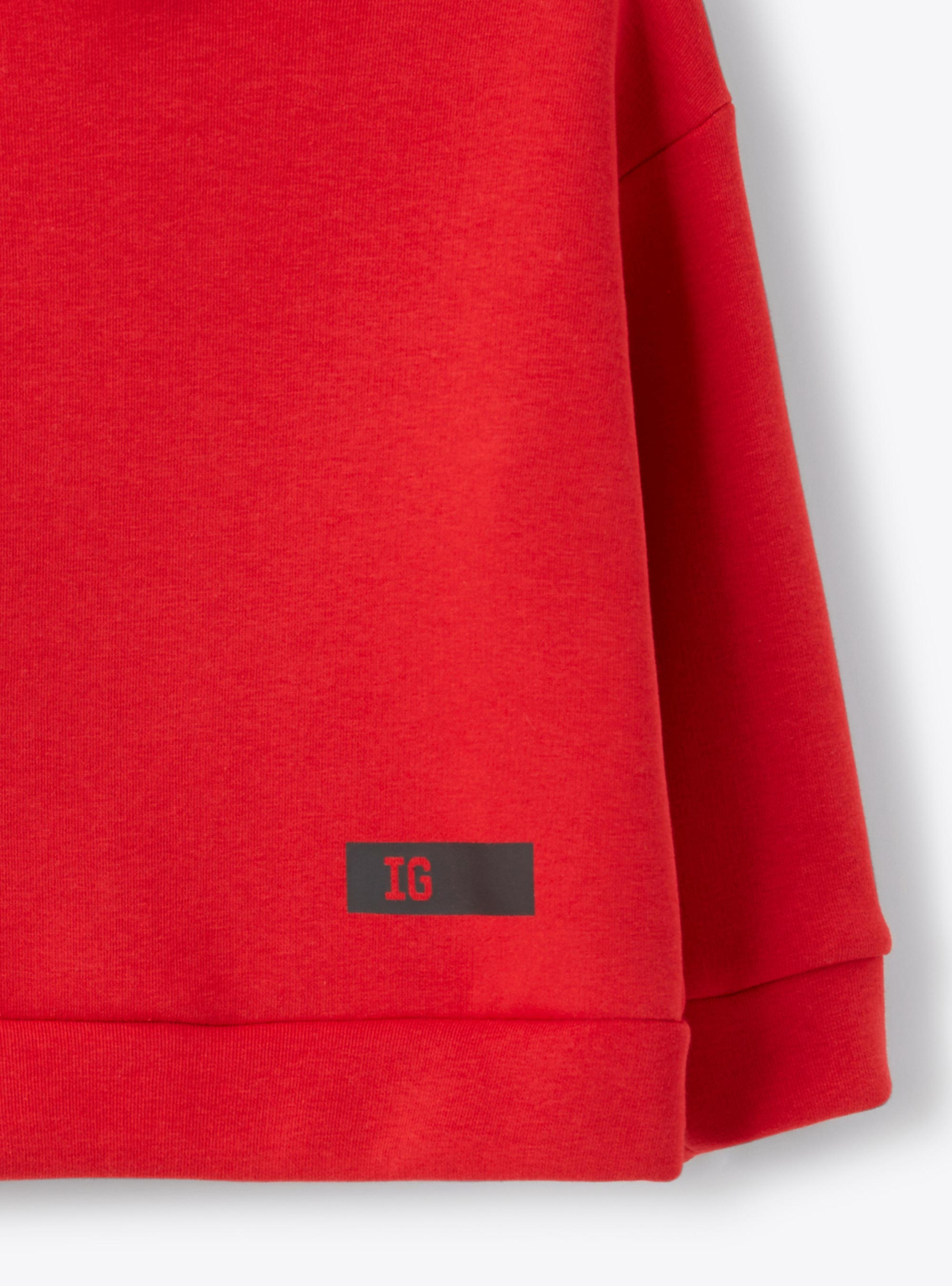 Sweat-shirt à capuche en coton gratté - Rouge | Il Gufo