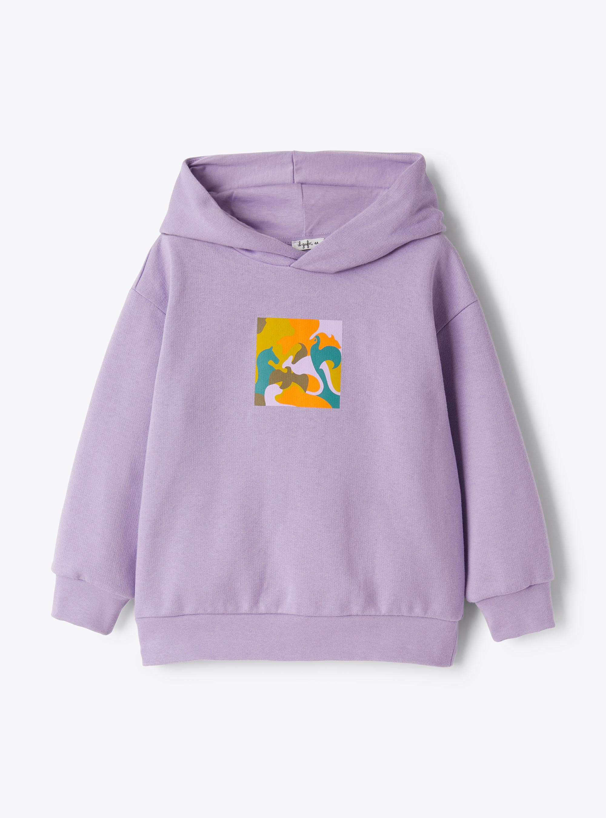 Sweatshirt aus Baumwolle mit Kapuze - Fuchsie | Il Gufo