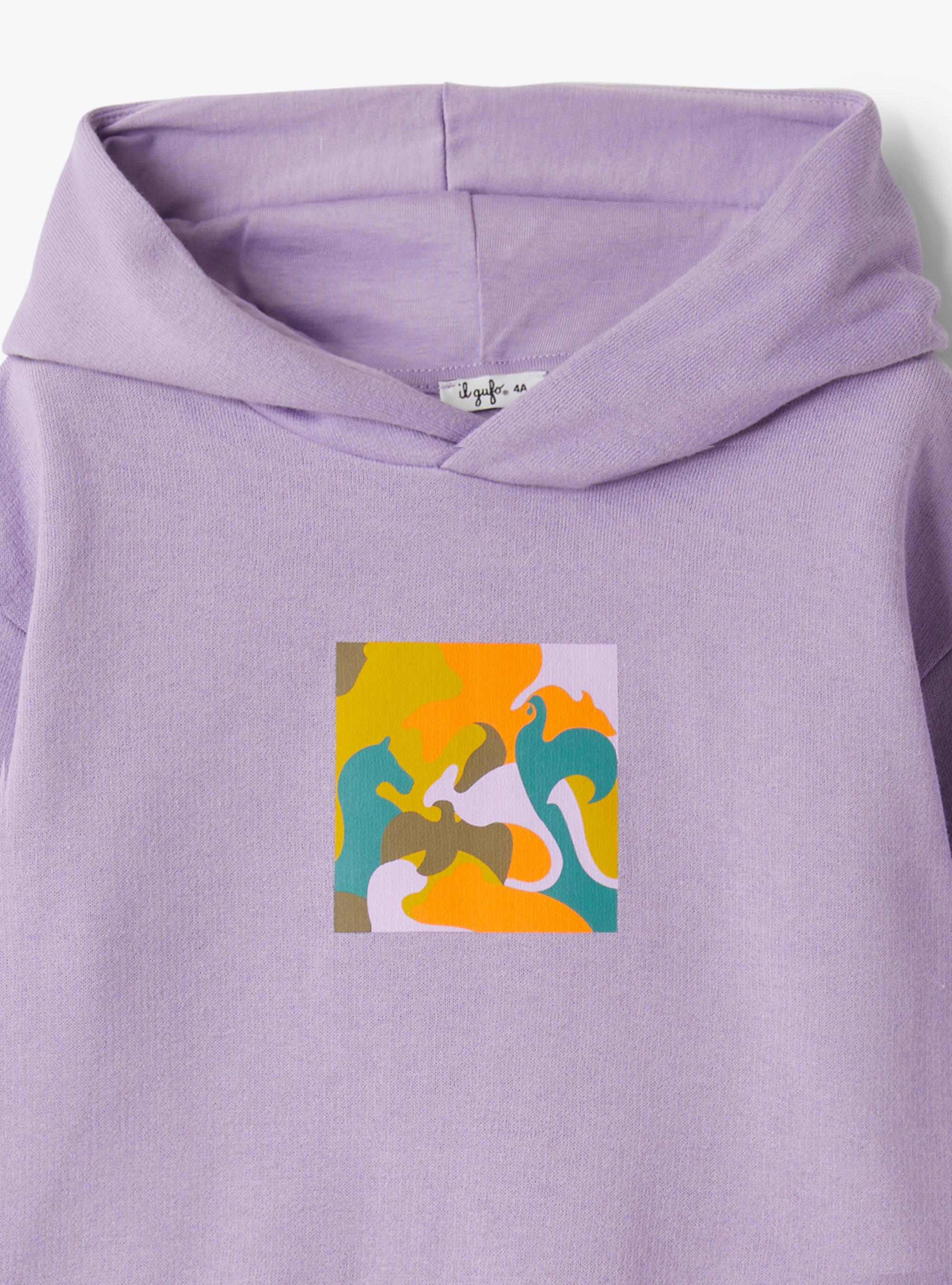 Sweatshirt aus Baumwolle mit Kapuze - Fuchsie | Il Gufo