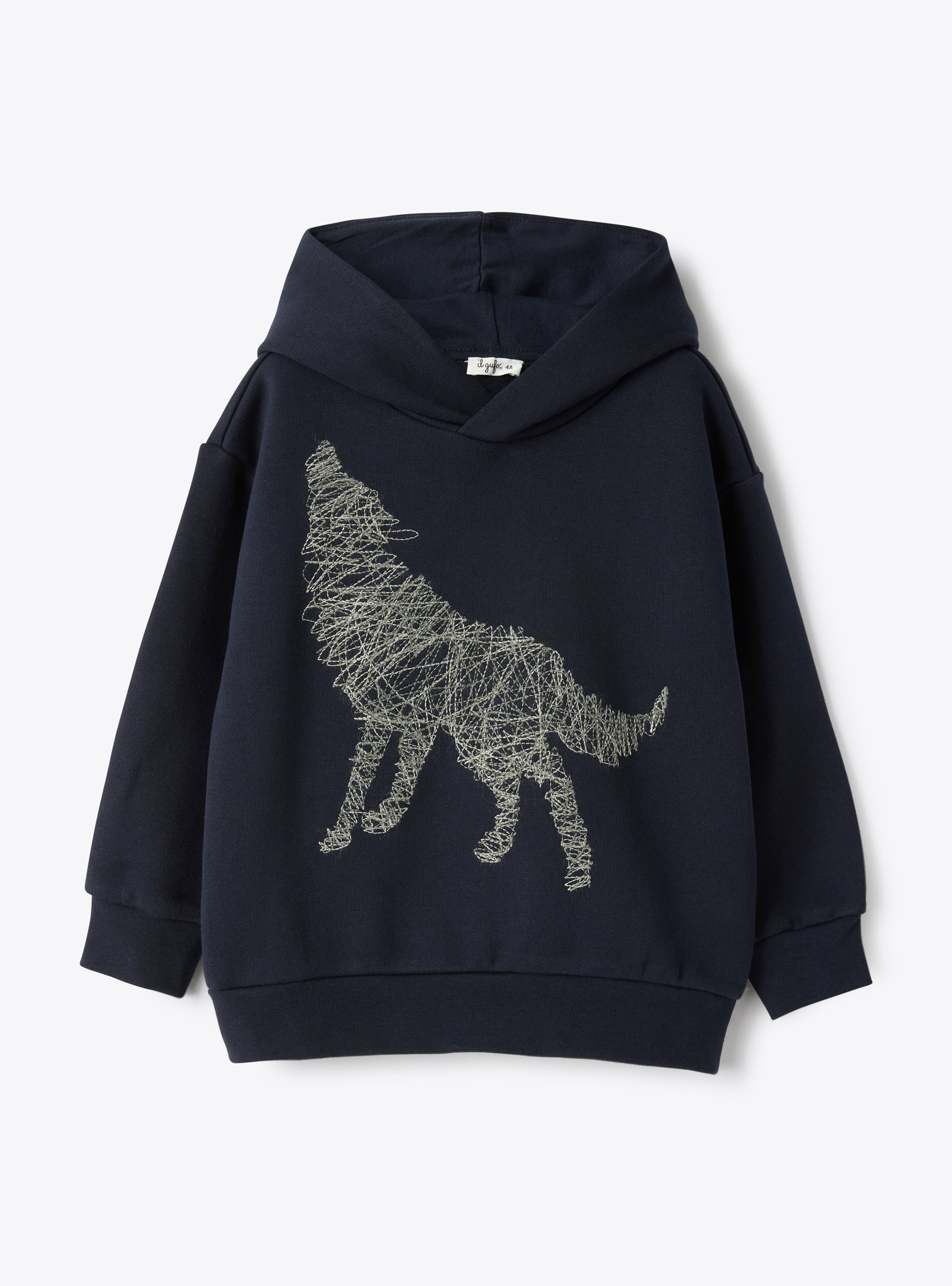 Sweat-shirt en coton avec capuche - Bleu | Il Gufo