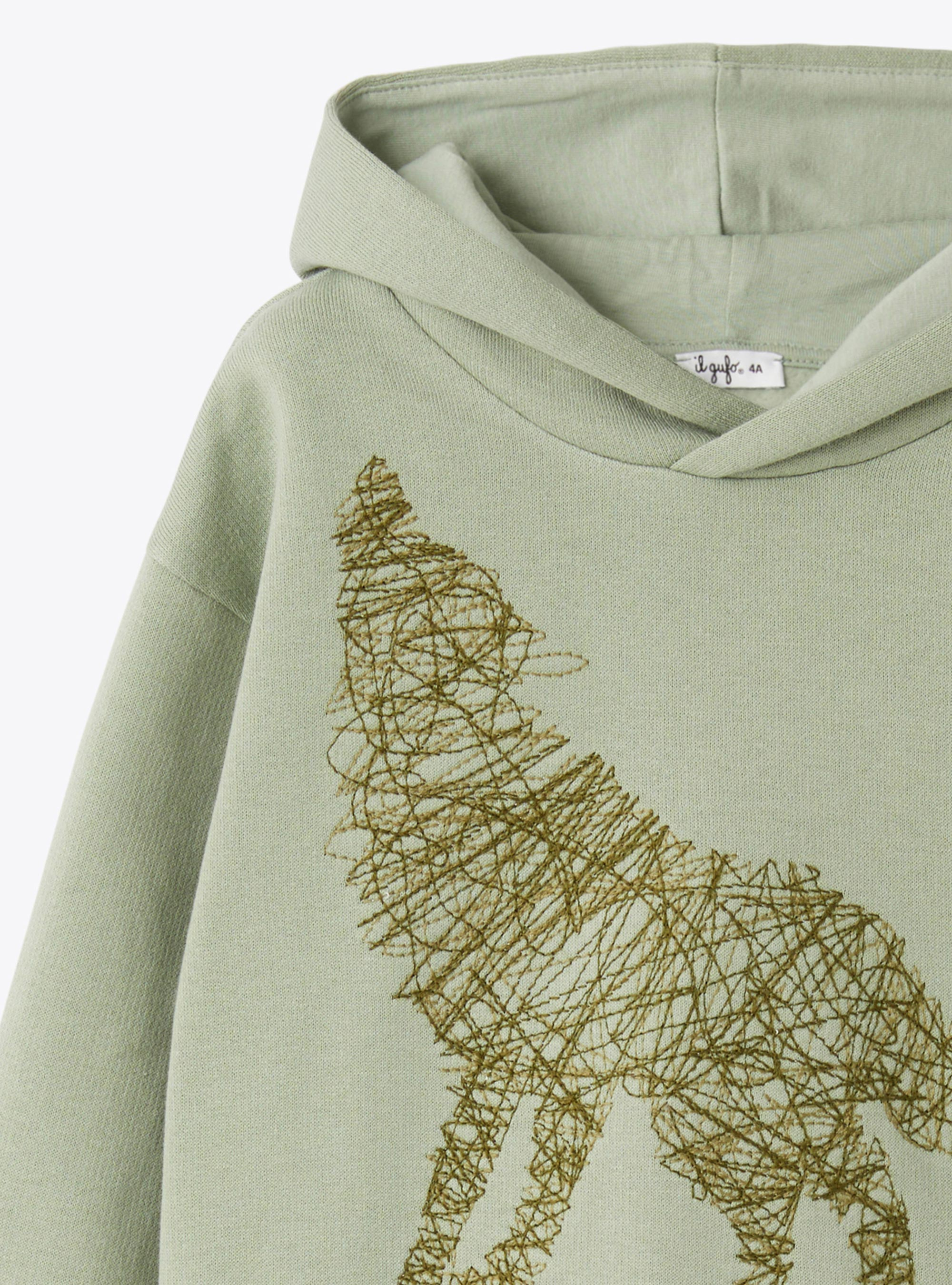 Sweatshirt aus Baumwolle mit Kapuze - Grün | Il Gufo