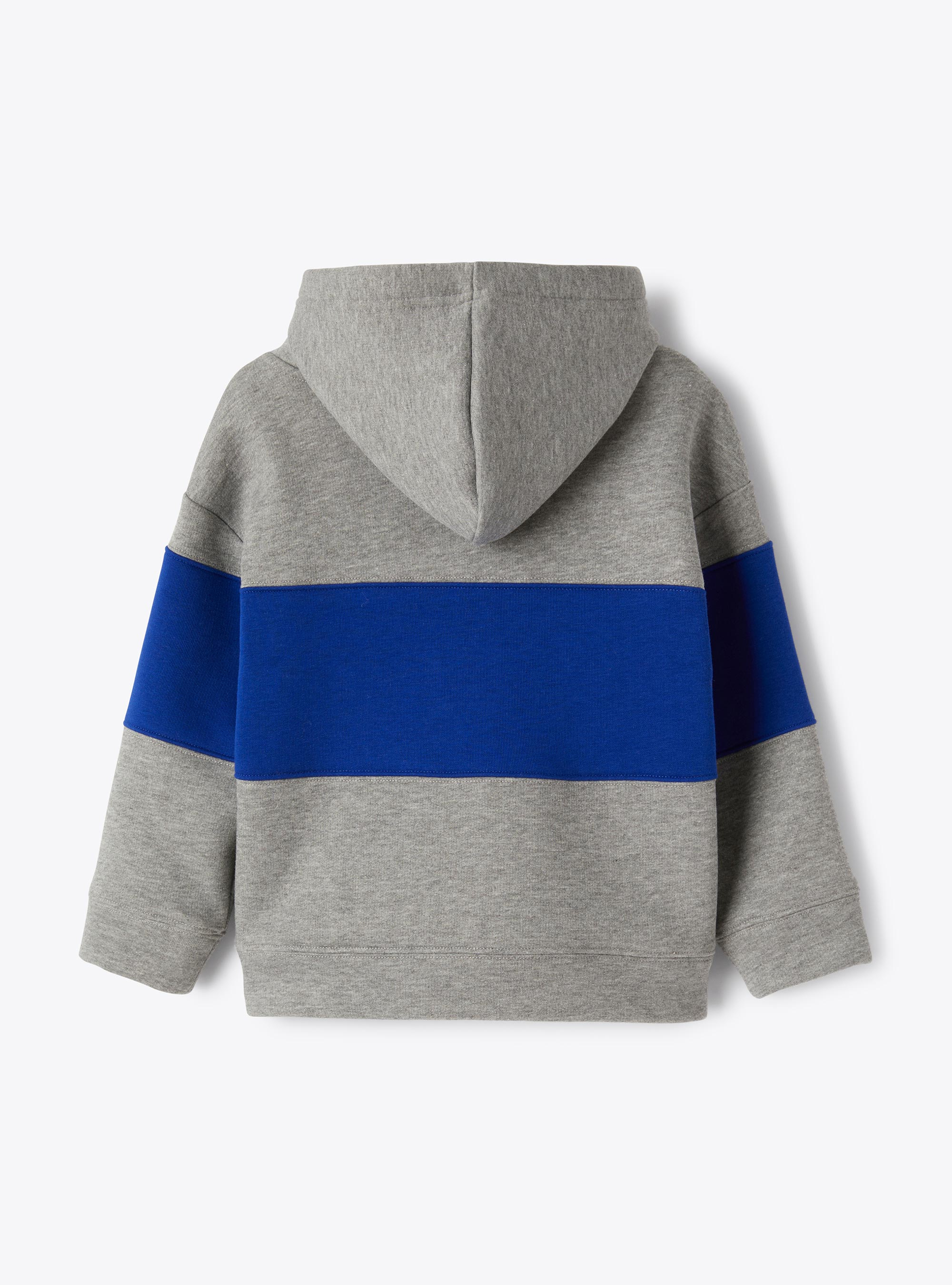 Sweat-shirt à capuche à blocs de couleur - Gris | Il Gufo