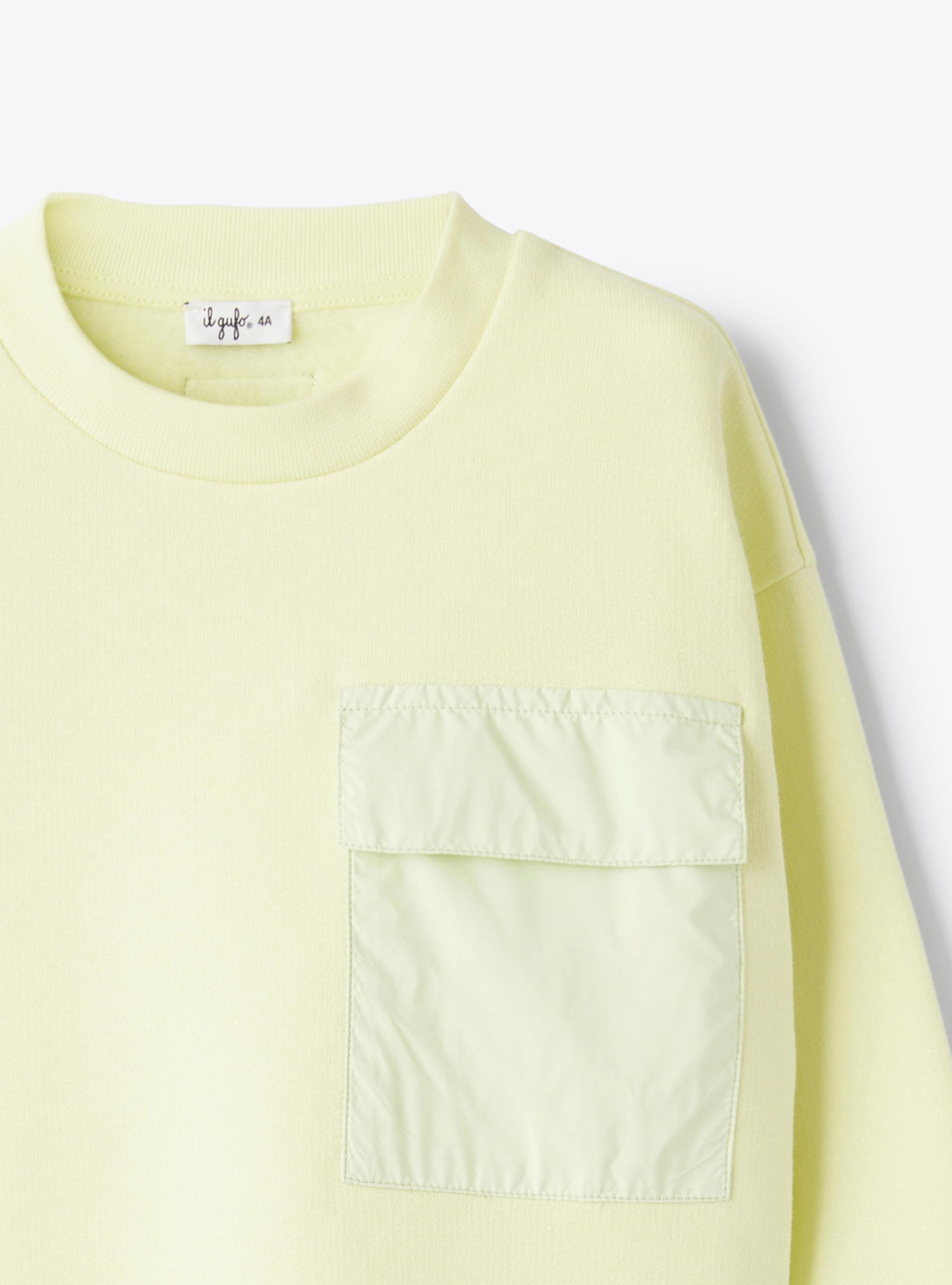 Sweat-shirt col rond en coton - Jaune | Il Gufo