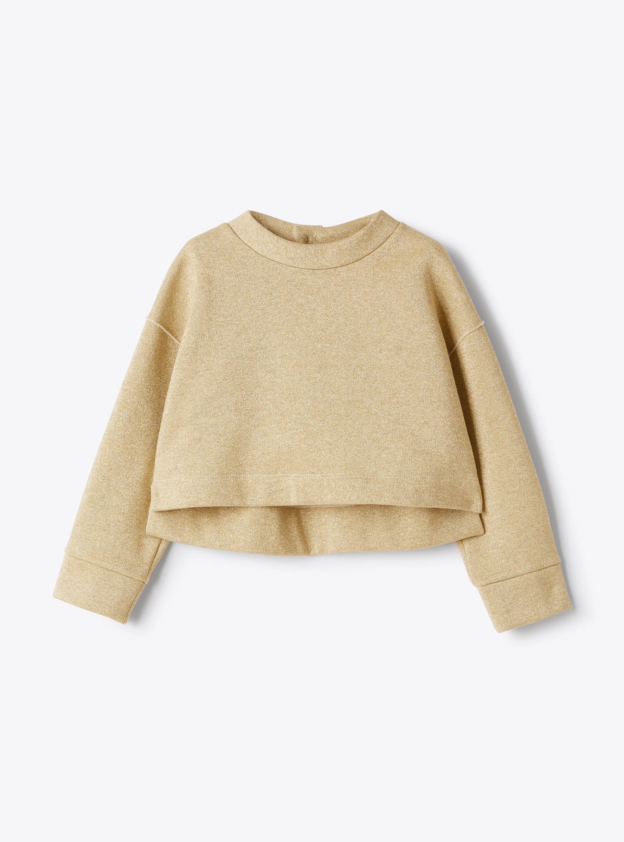 Cropped cotton and lurex sweatshirt - Sweatshirts - Il Gufo