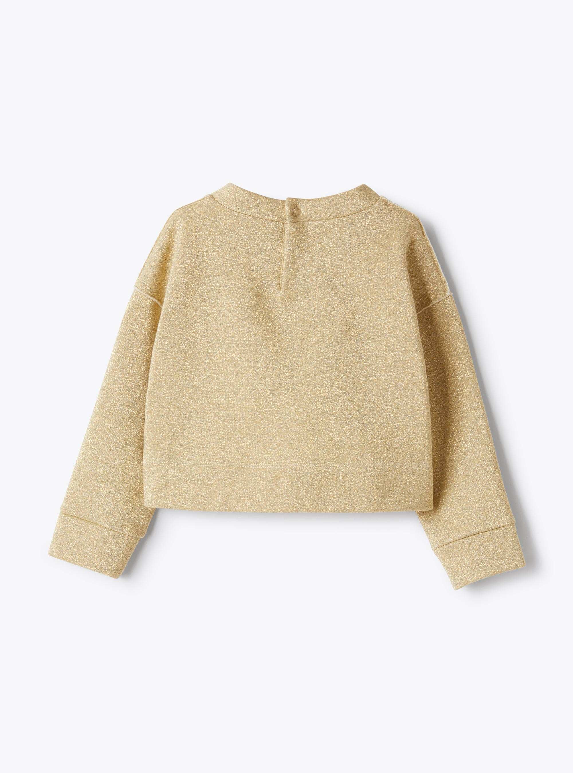 Cropped cotton and lurex sweatshirt - Yellow | Il Gufo