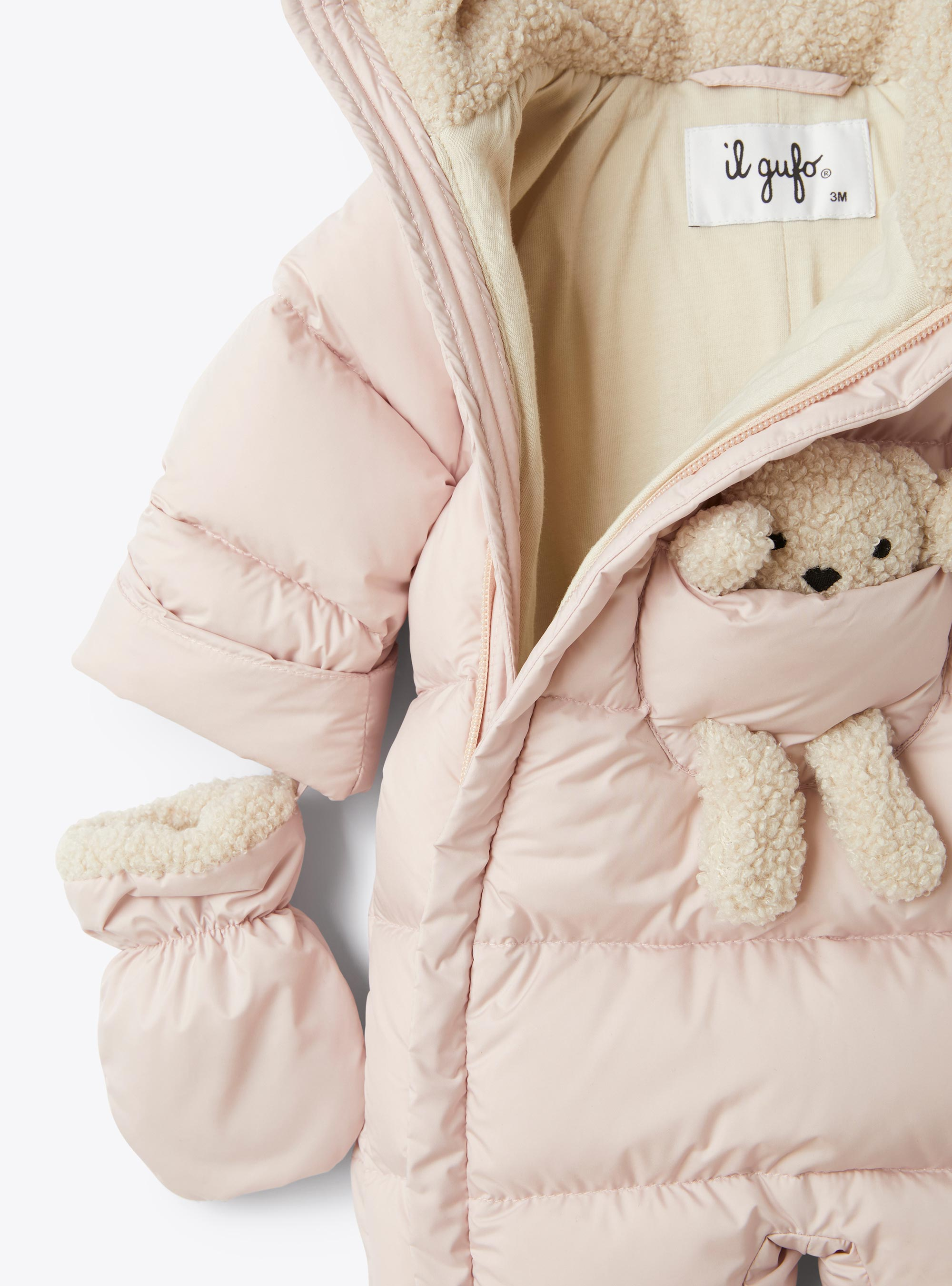 Down jumpsuit with teddy bear - Pink | Il Gufo