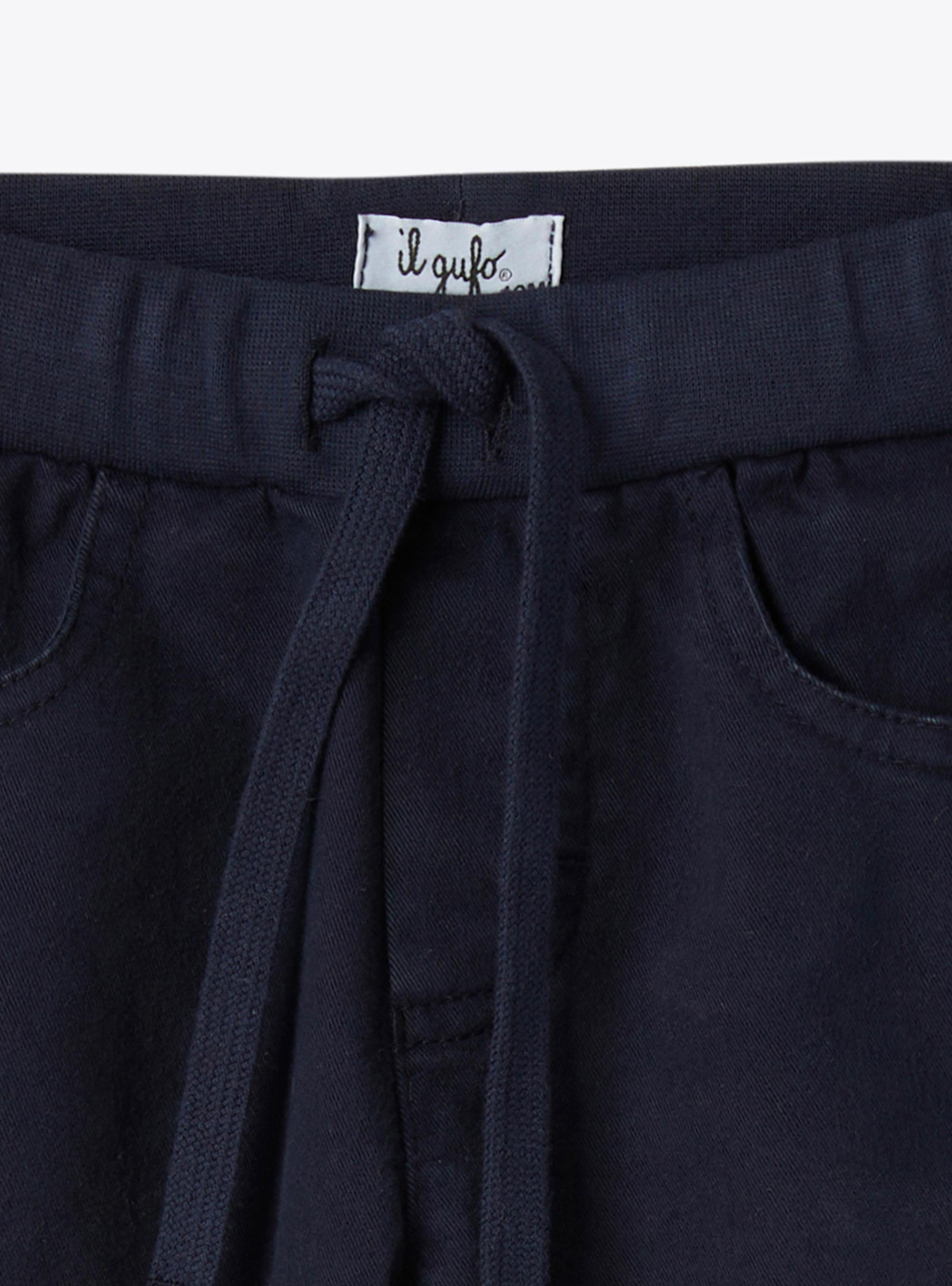 Cotton stretch gabardine trousers - Blue | Il Gufo